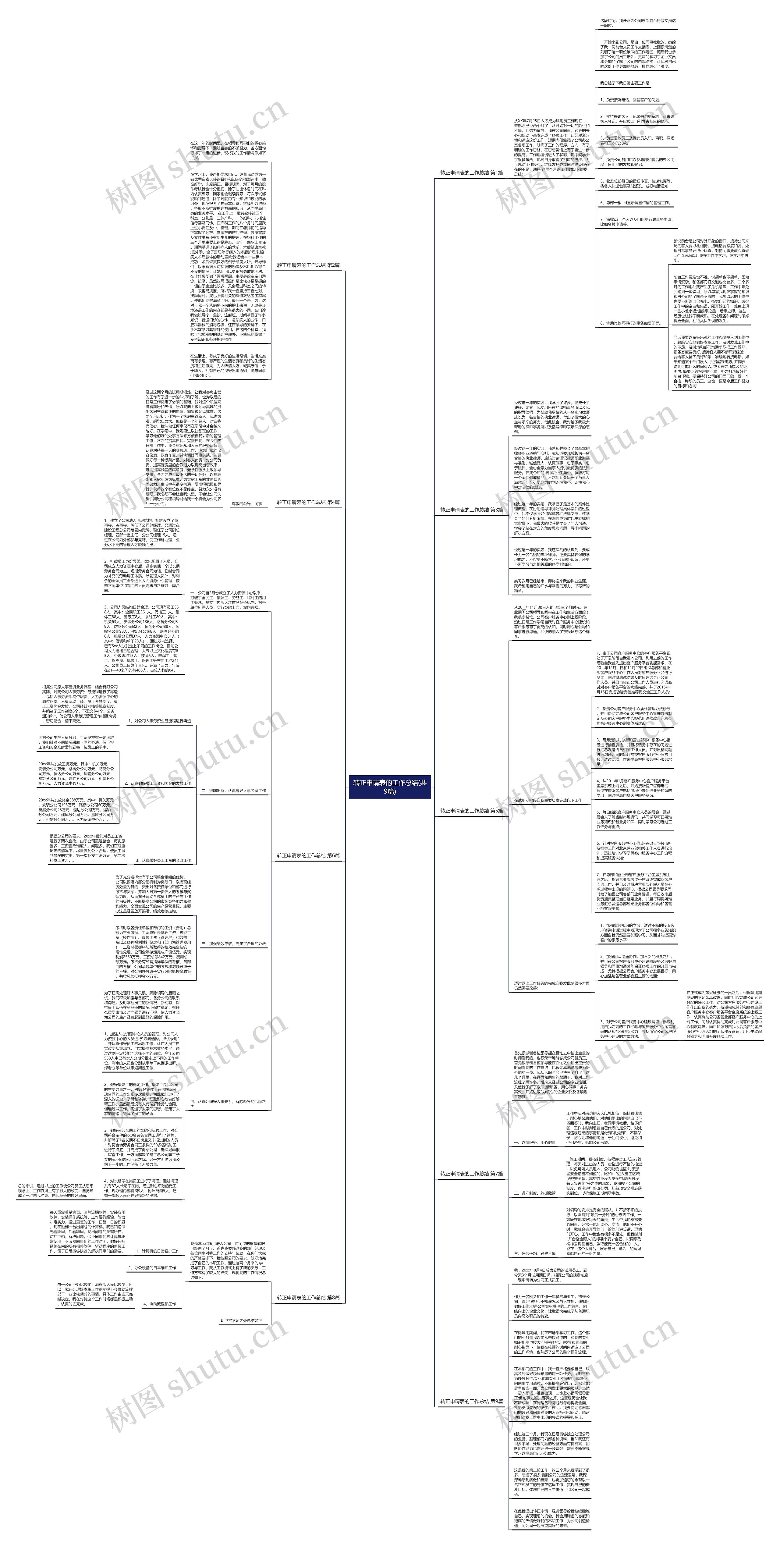 转正申请表的工作总结(共9篇)思维导图