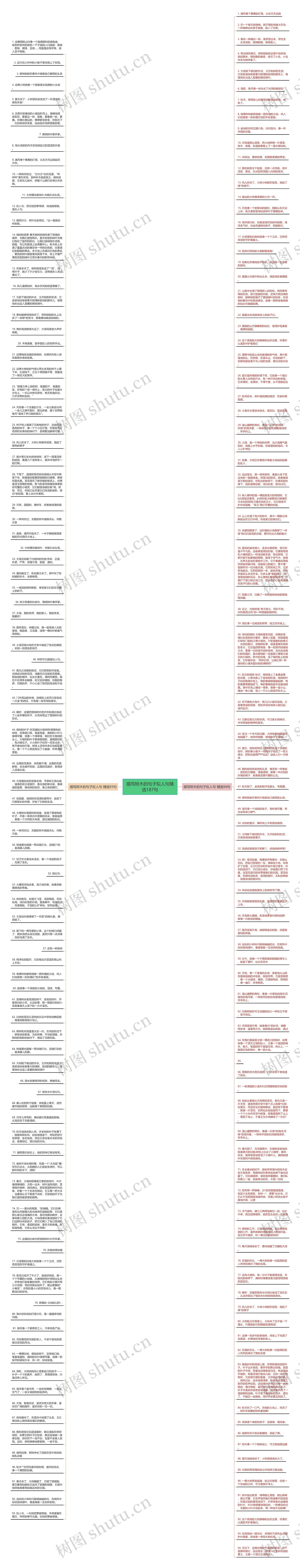 描写树木的句子拟人句精选187句思维导图