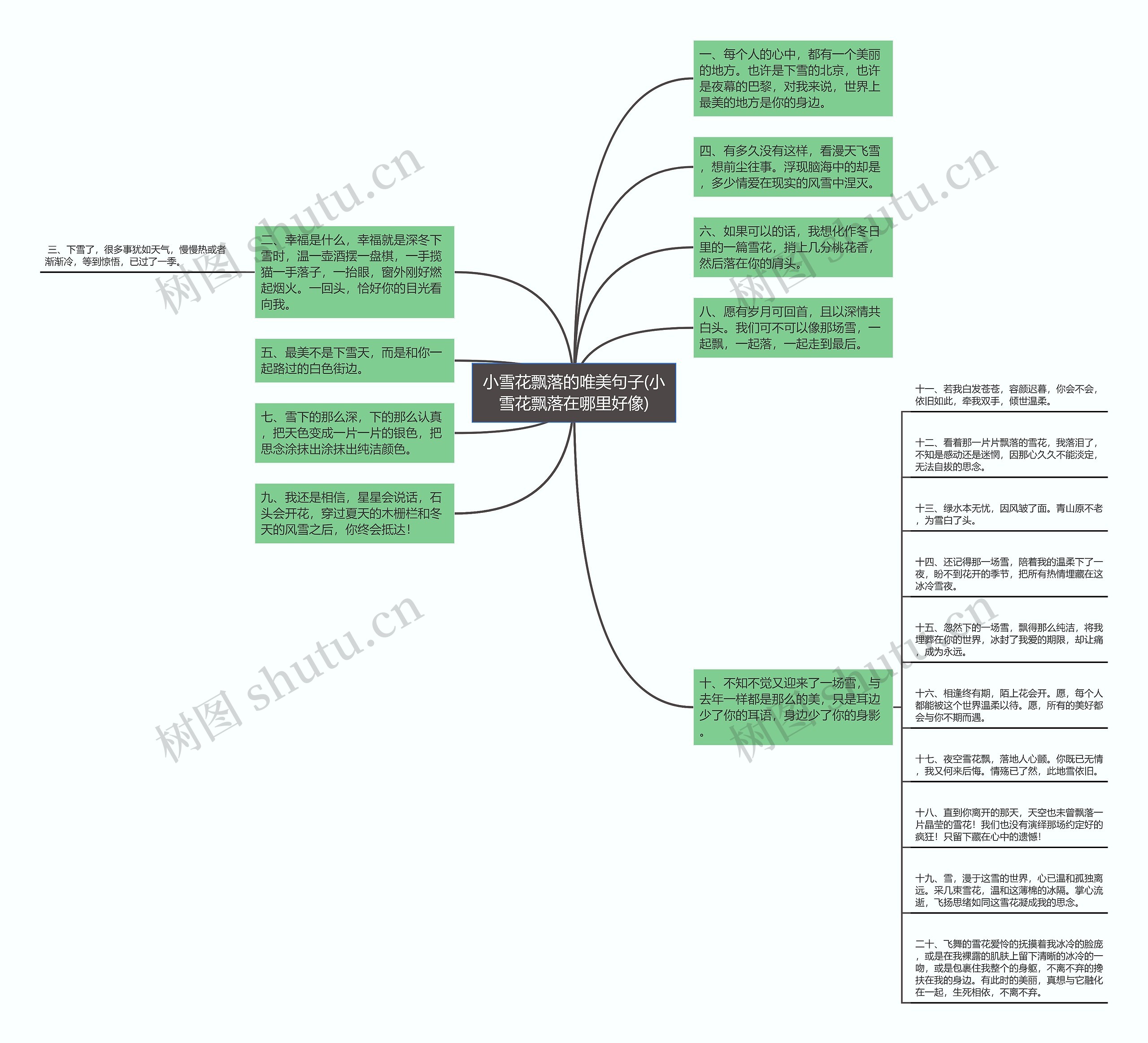 小雪花飘落的唯美句子(小雪花飘落在哪里好像)思维导图