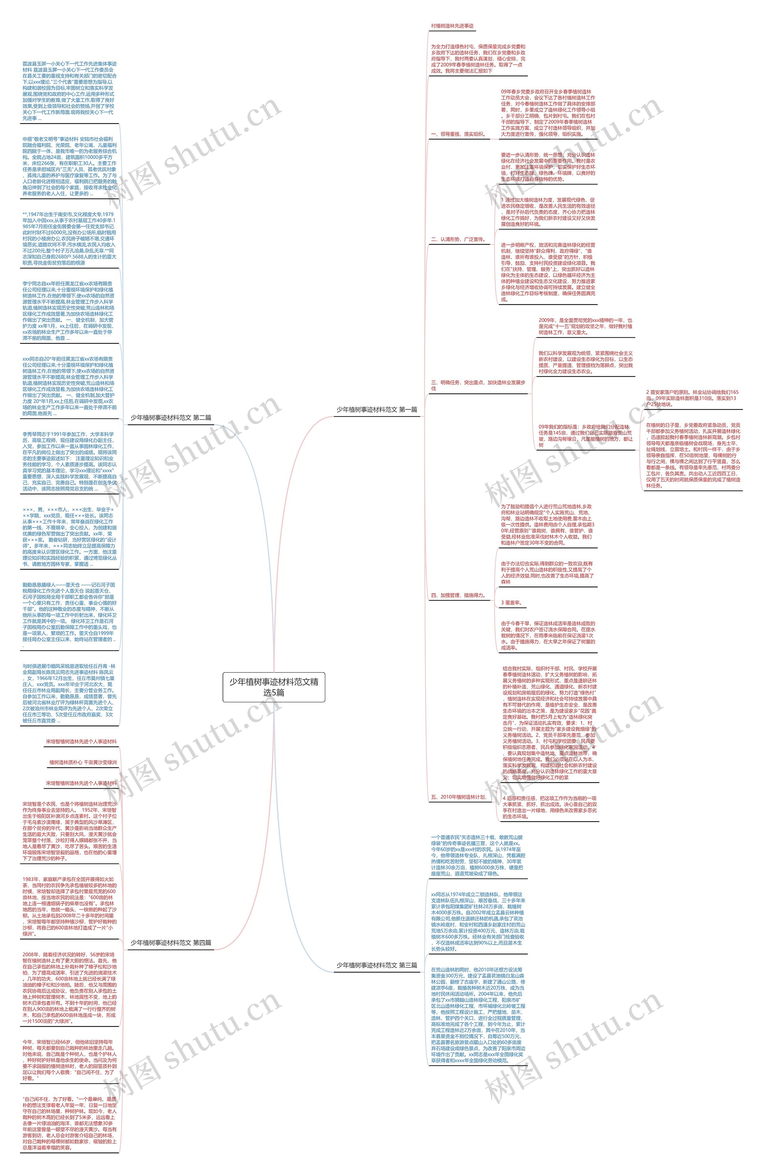 少年植树事迹材料范文精选5篇思维导图