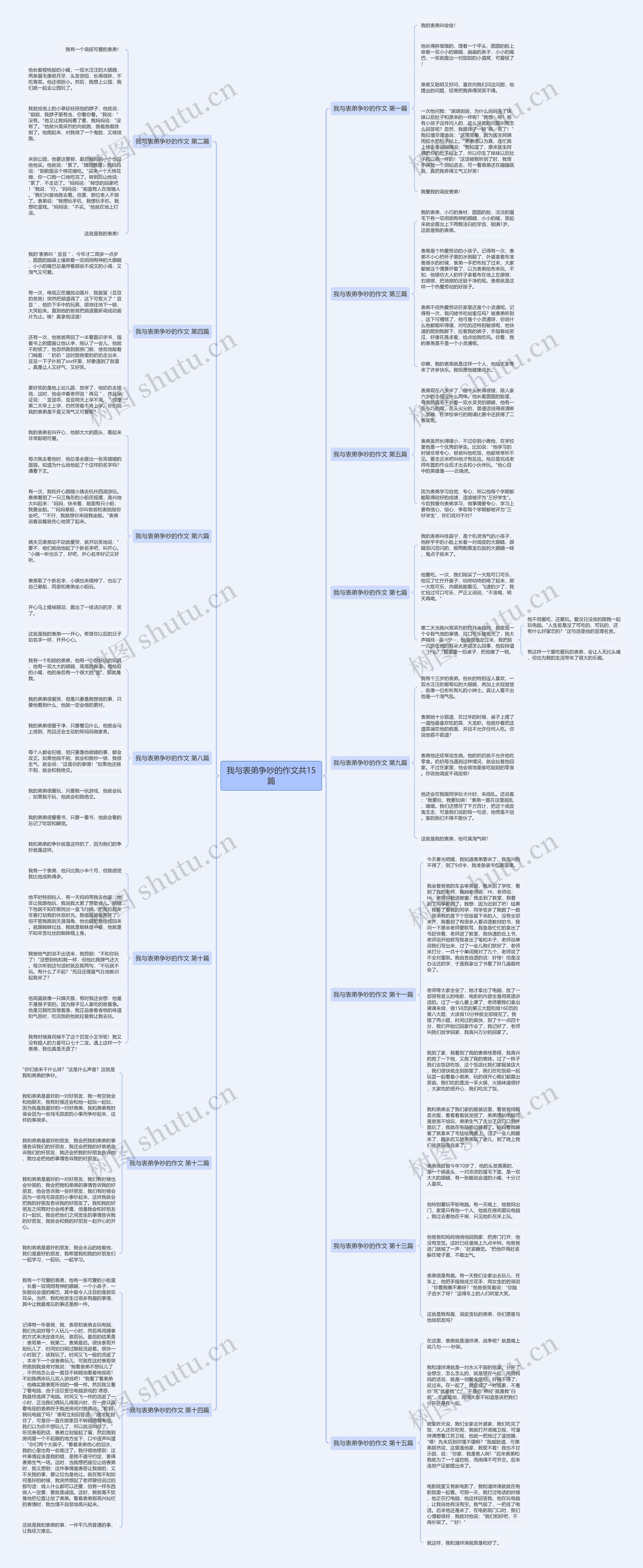 我与表弟争吵的作文共15篇思维导图