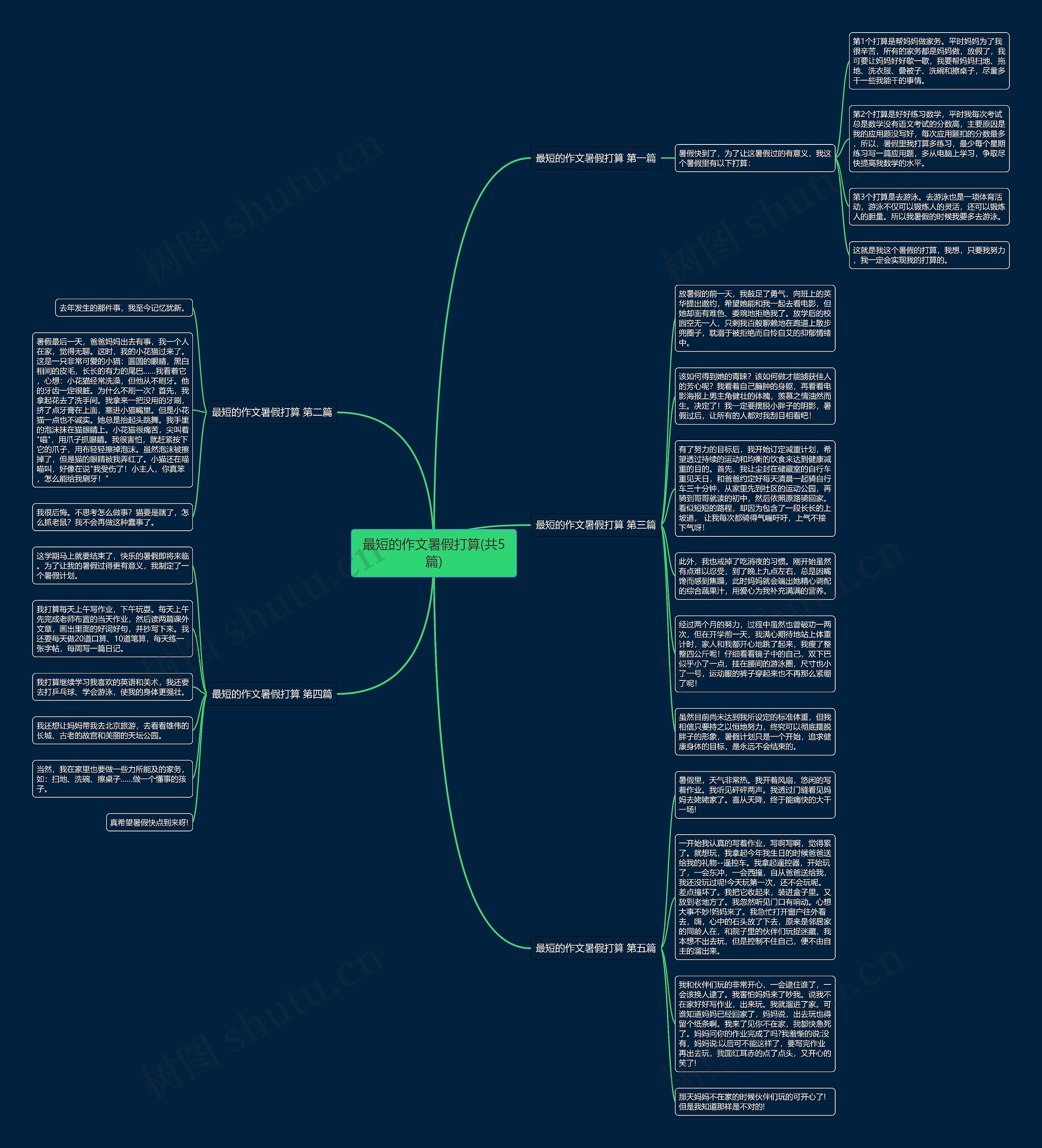 最短的作文暑假打算(共5篇)思维导图