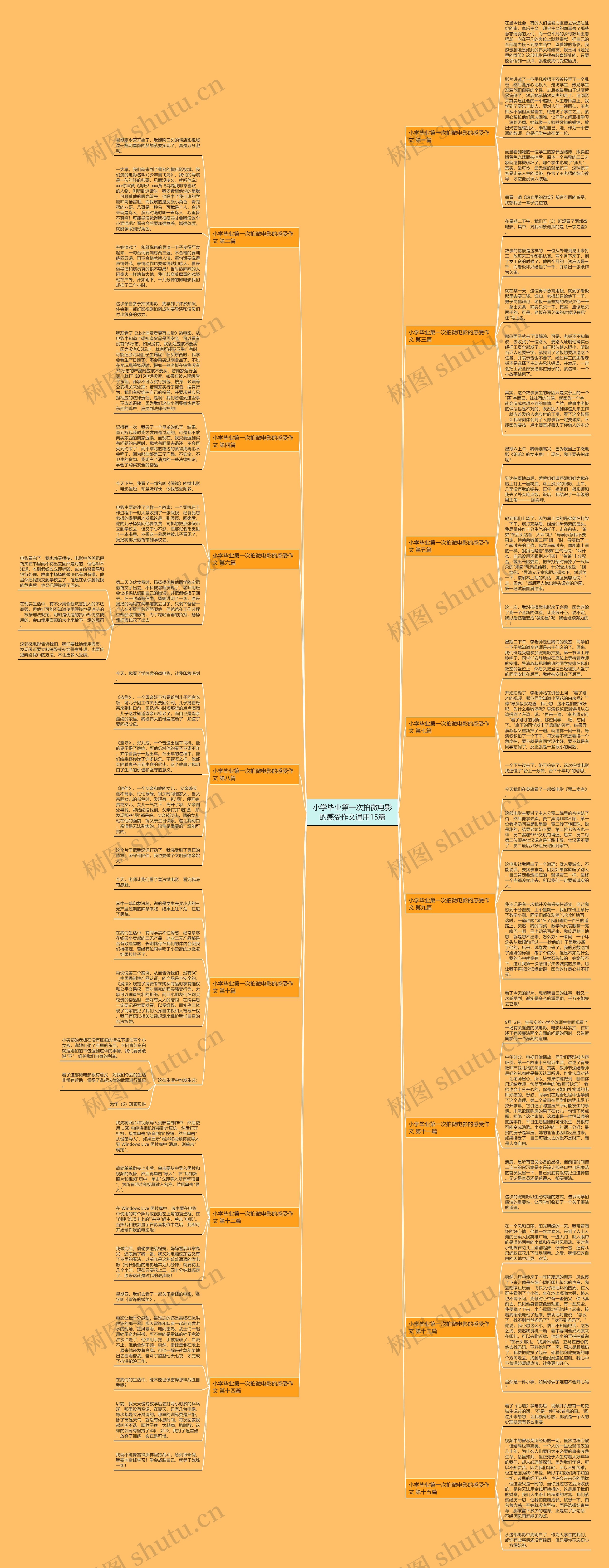 小学毕业第一次拍微电影的感受作文通用15篇思维导图