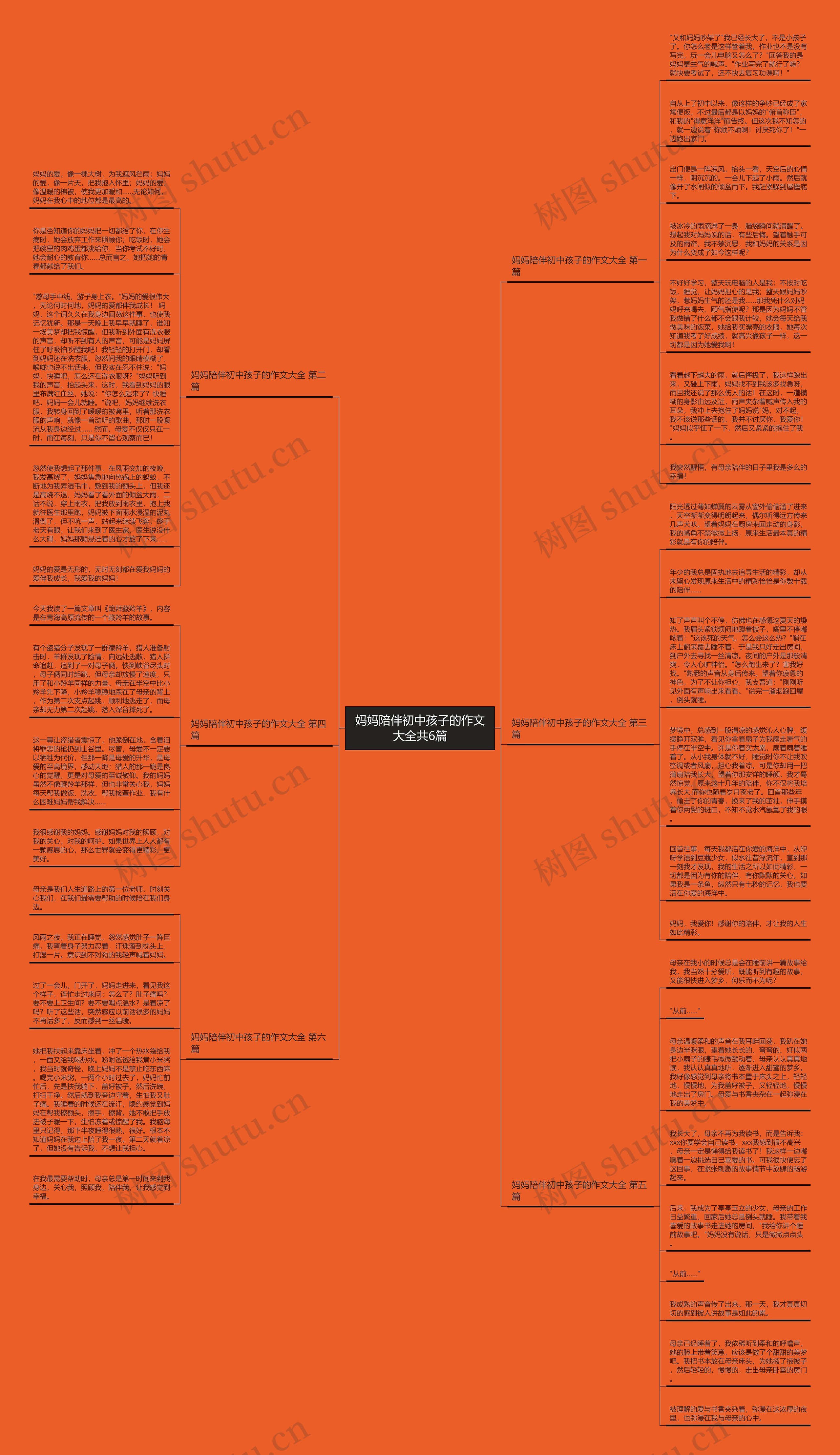 妈妈陪伴初中孩子的作文大全共6篇思维导图