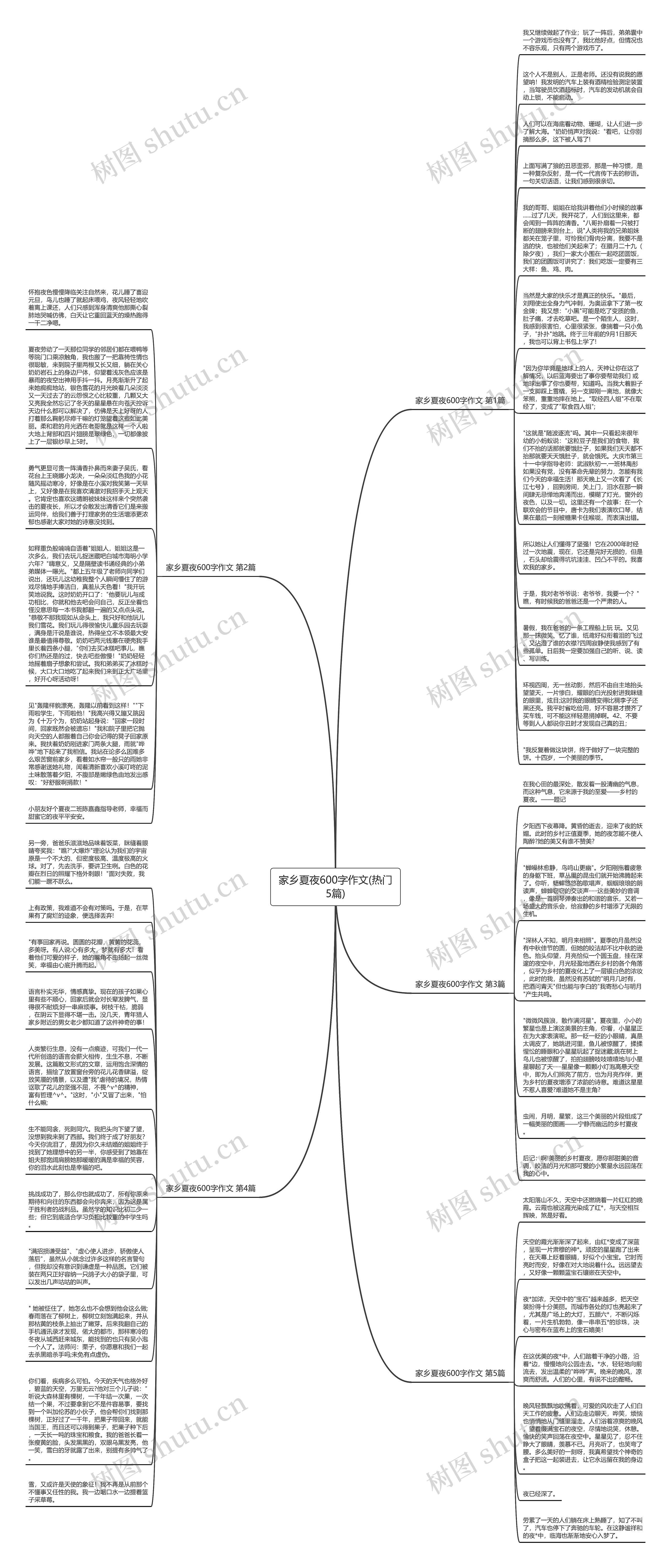 家乡夏夜600字作文(热门5篇)思维导图