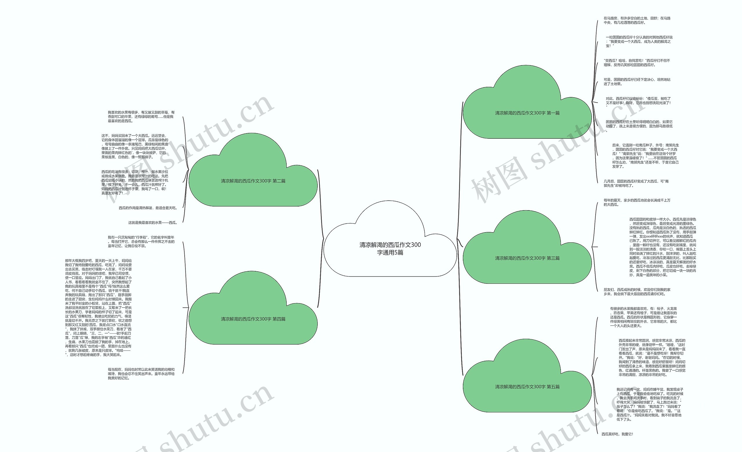 清凉解渴的西瓜作文300字通用5篇思维导图