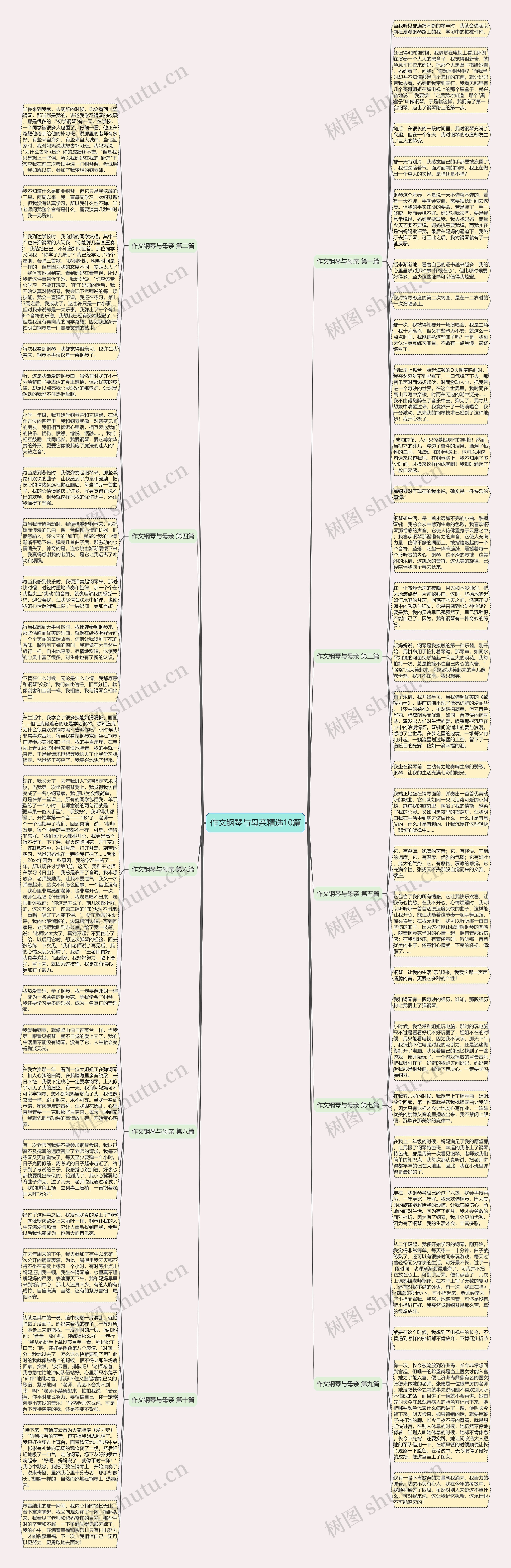 作文钢琴与母亲精选10篇思维导图