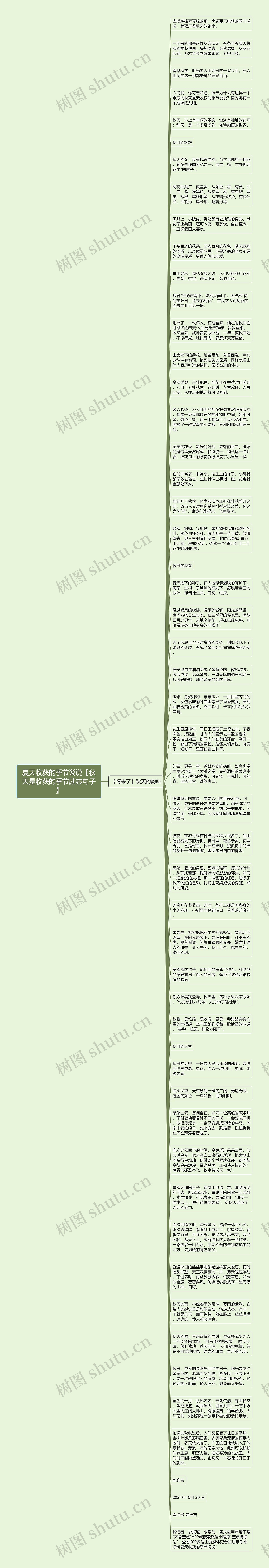 夏天收获的季节说说【秋天是收获的季节励志句子】思维导图