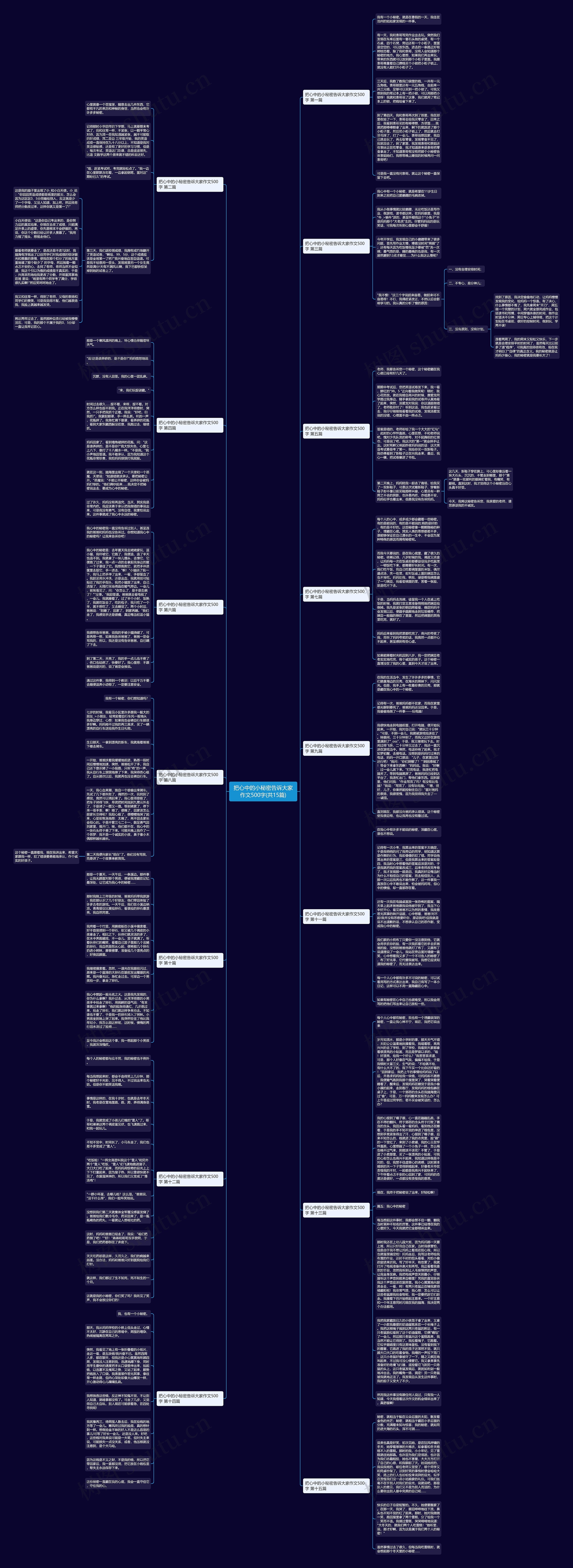 把心中的小秘密告诉大家作文500字(共15篇)思维导图