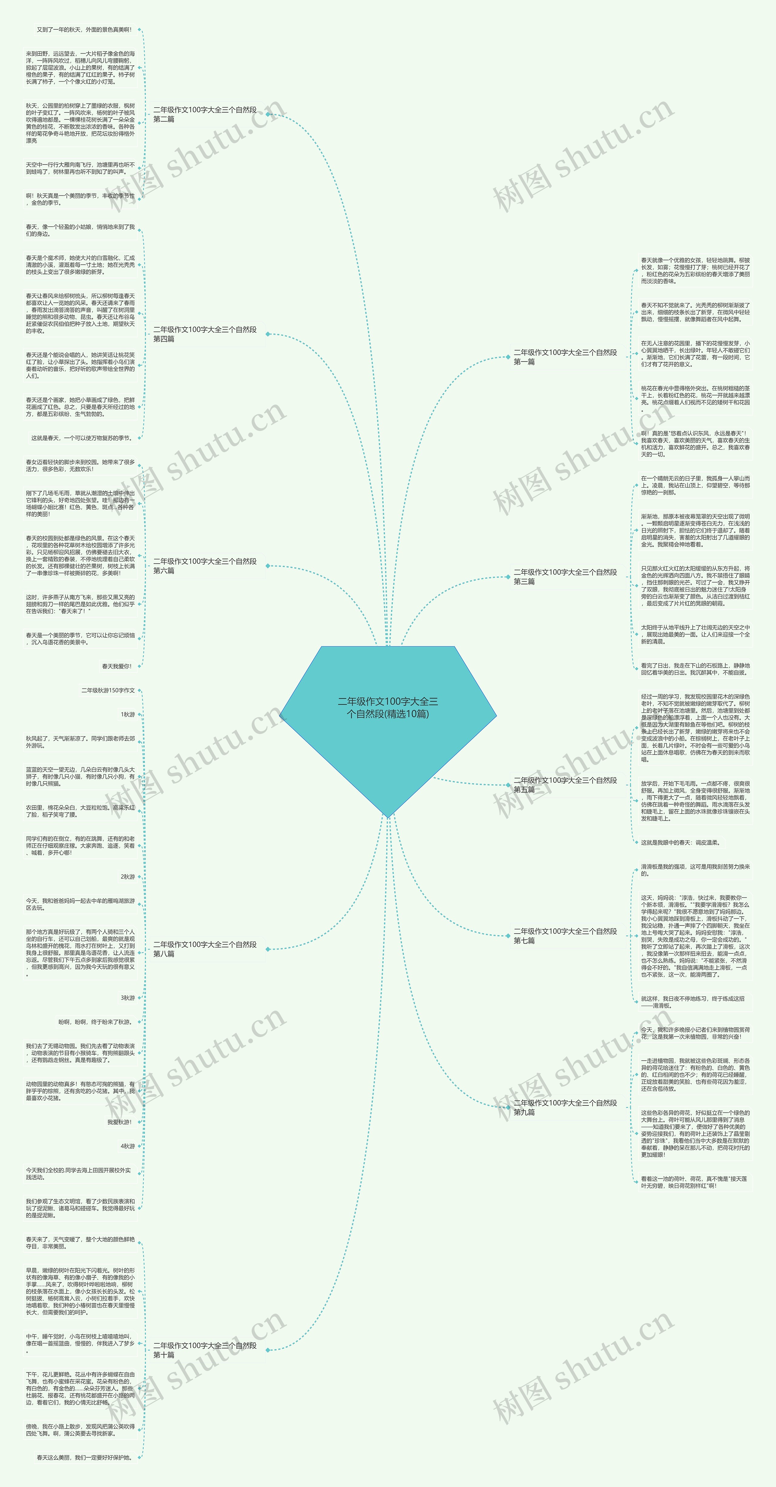 二年级作文100字大全三个自然段(精选10篇)思维导图
