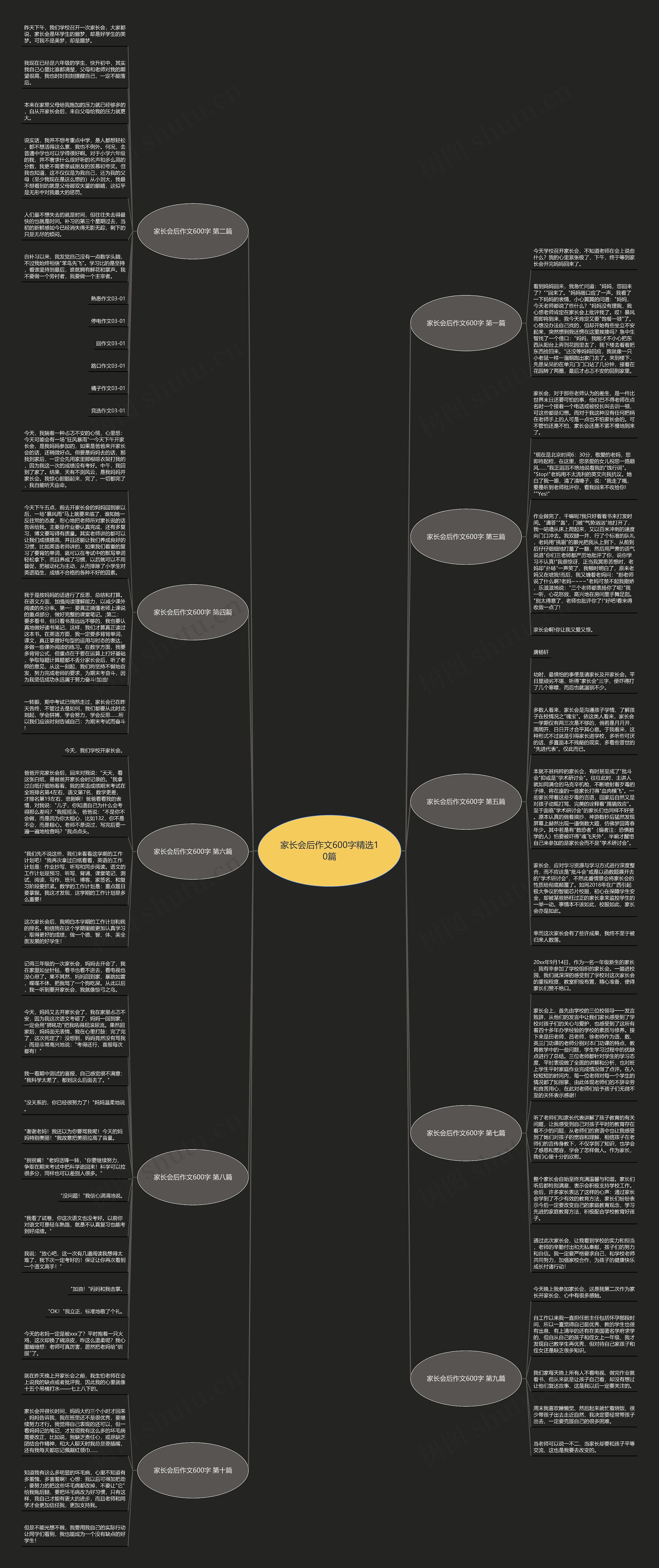 家长会后作文600字精选10篇思维导图