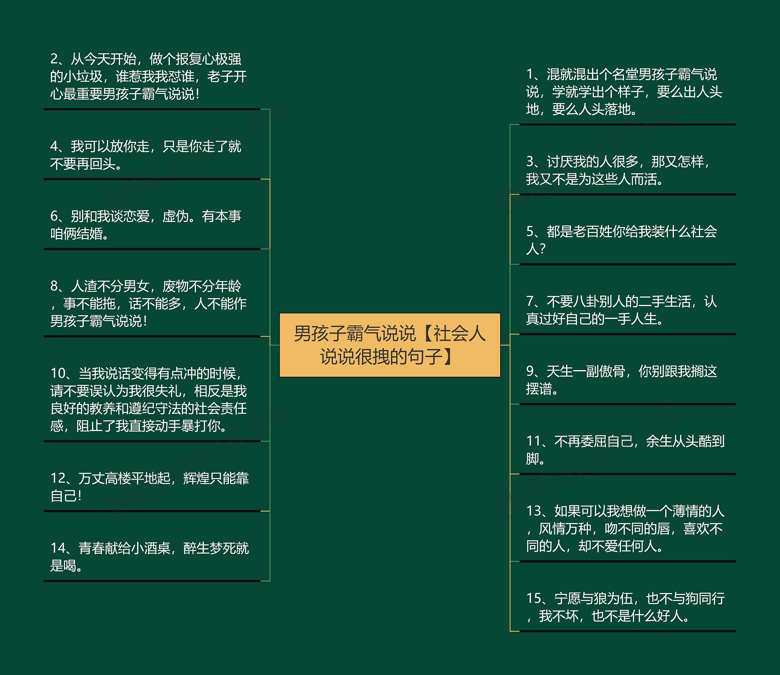 男孩子霸气说说【社会人说说很拽的句子】思维导图