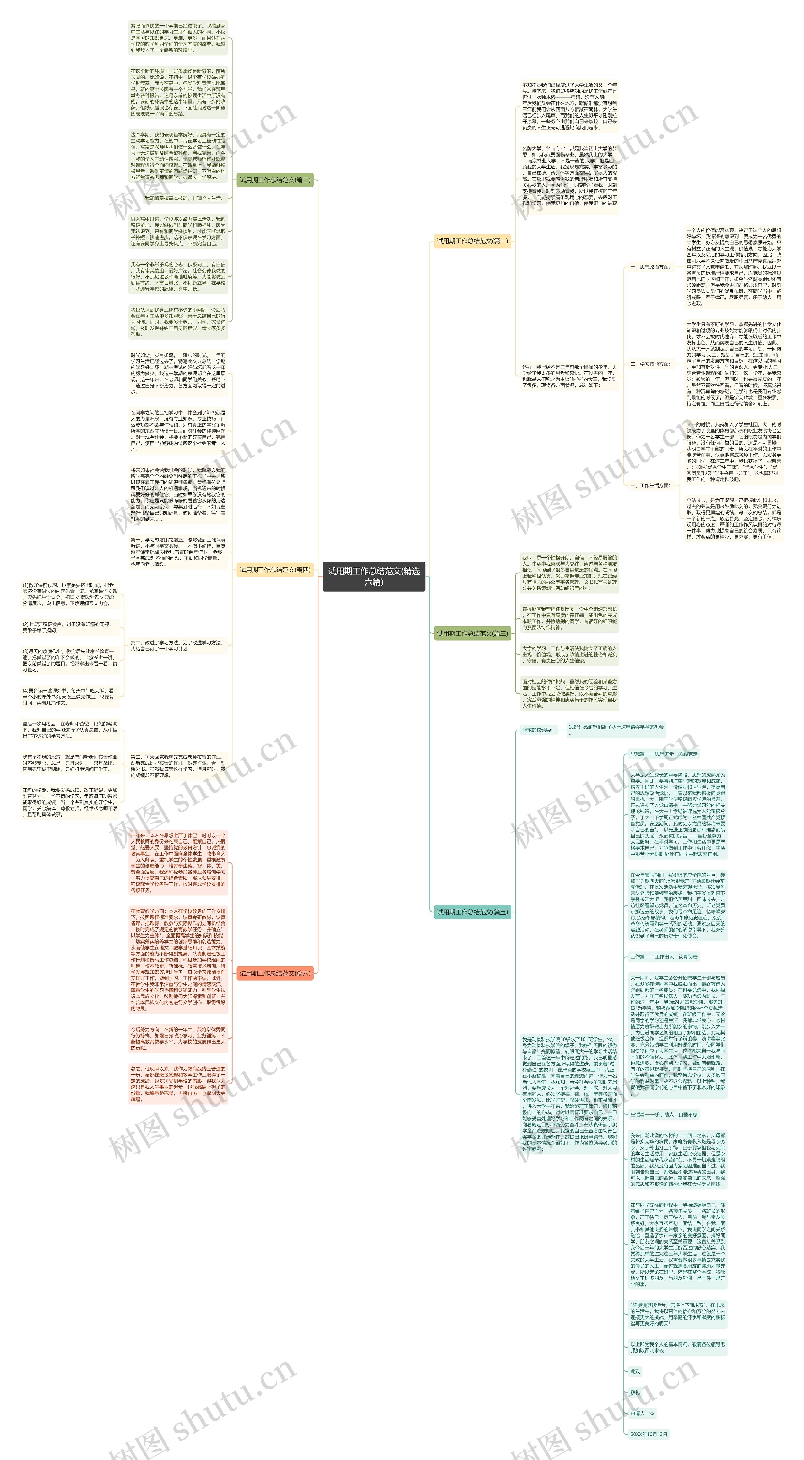 试用期工作总结范文(精选六篇)思维导图