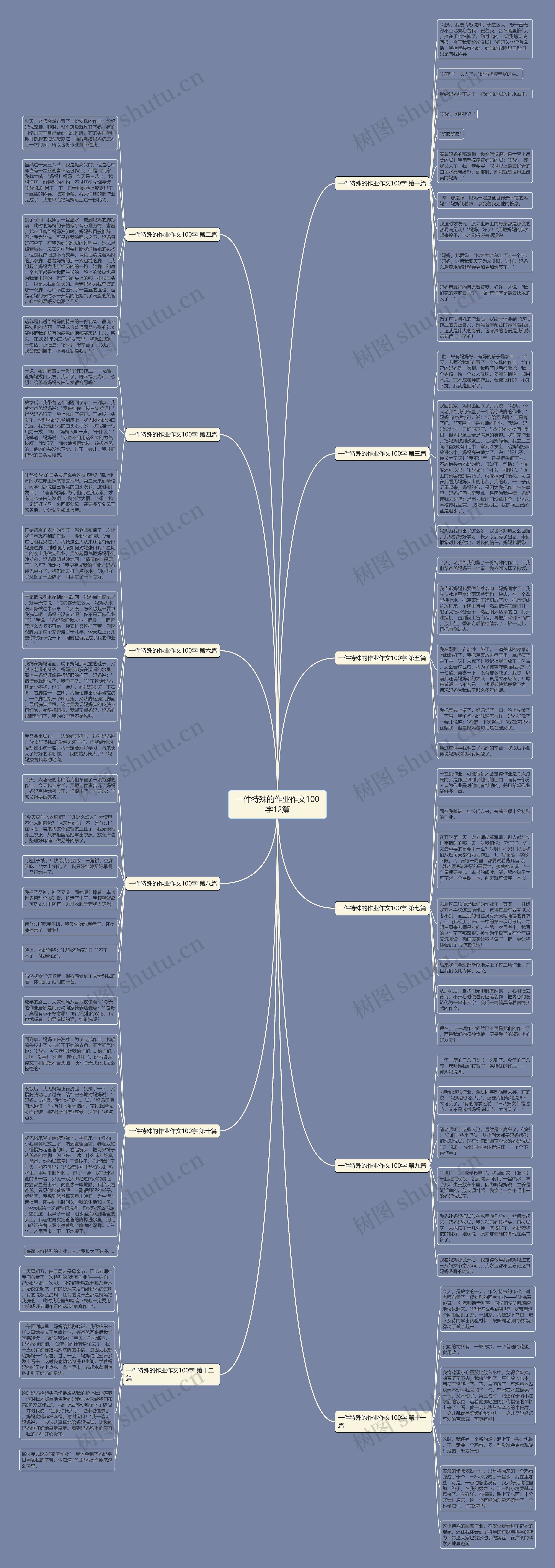 一件特殊的作业作文100字12篇思维导图