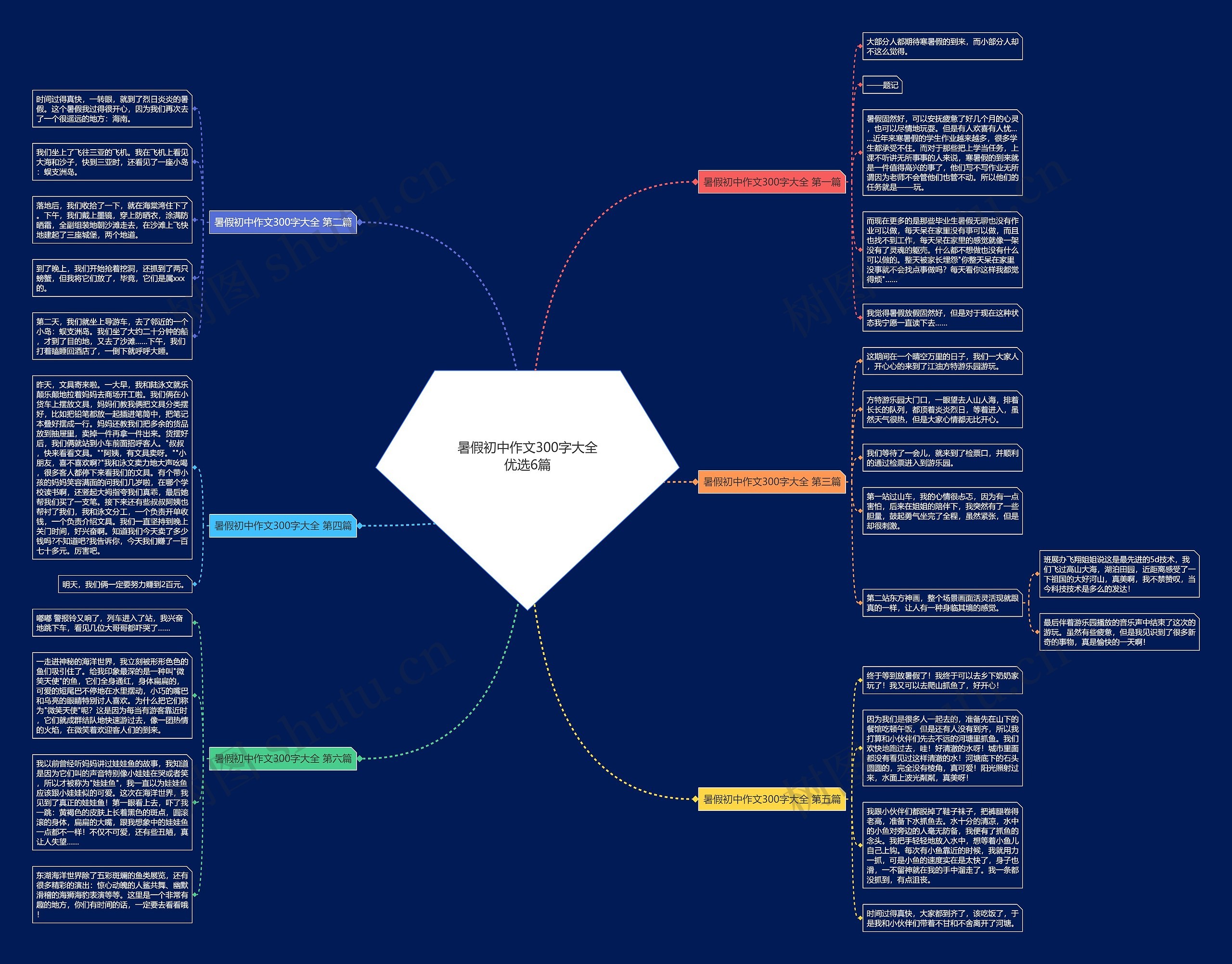 暑假初中作文300字大全优选6篇思维导图