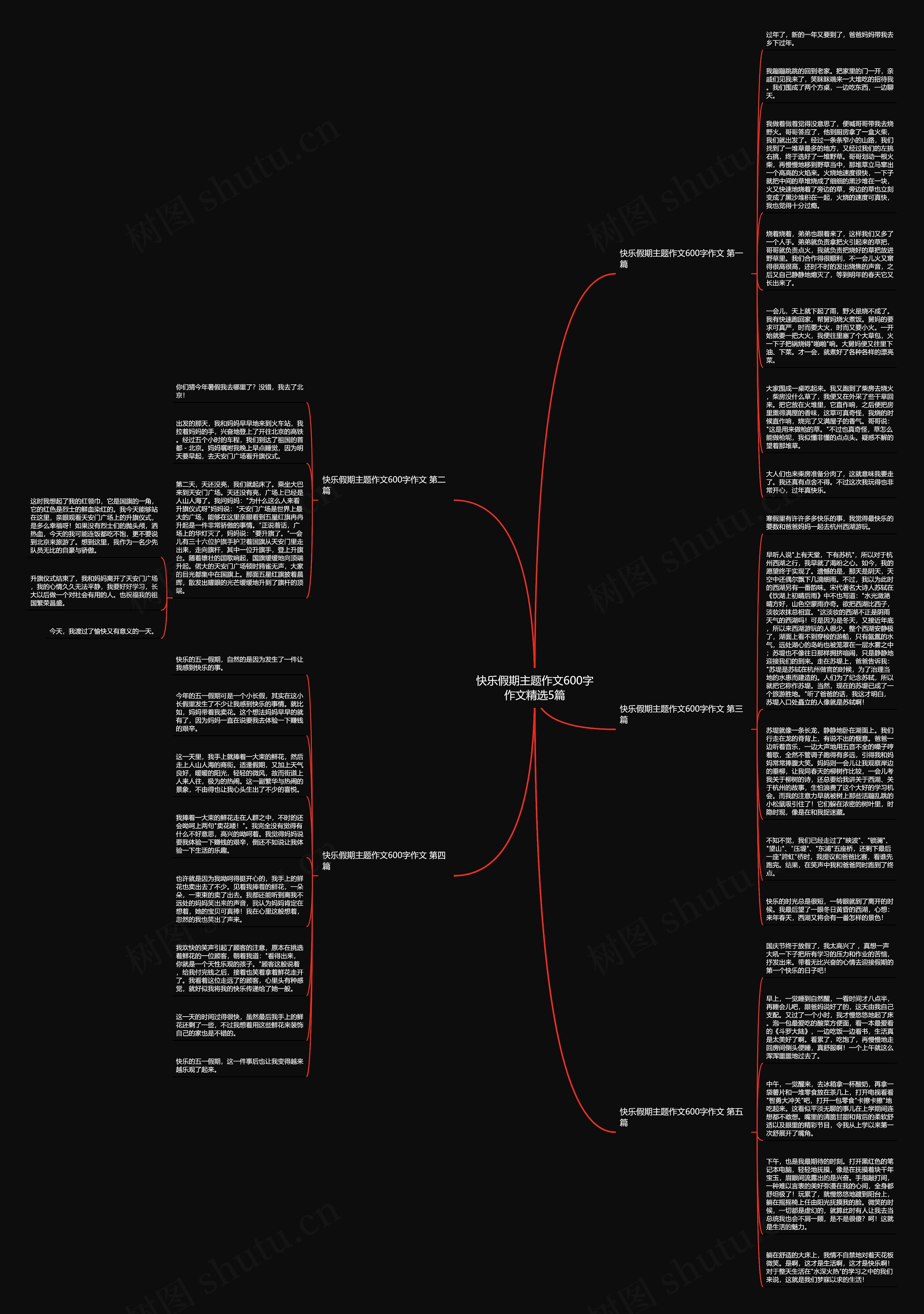 快乐假期主题作文600字作文精选5篇思维导图