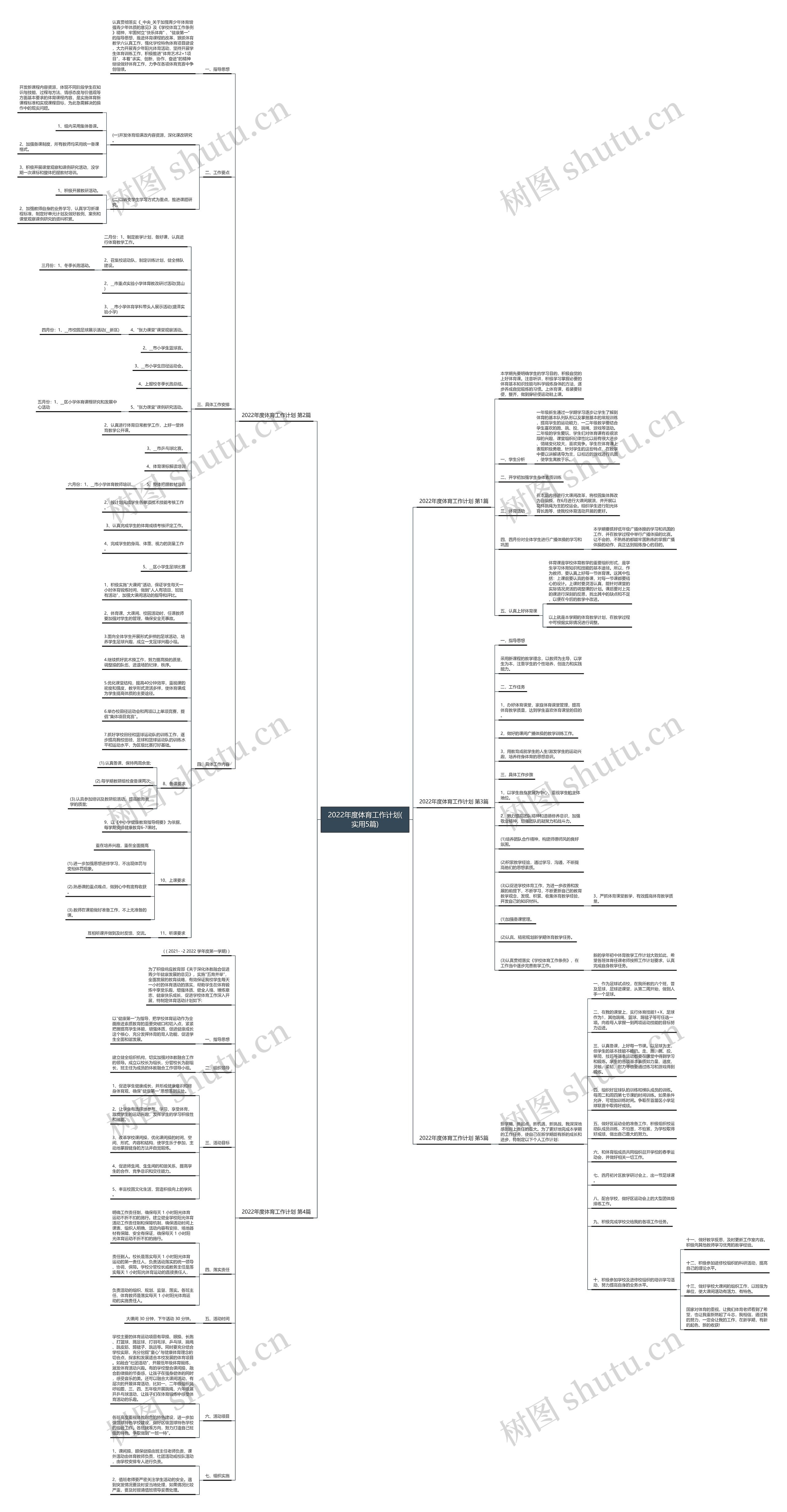 2022年度体育工作计划(实用5篇)思维导图