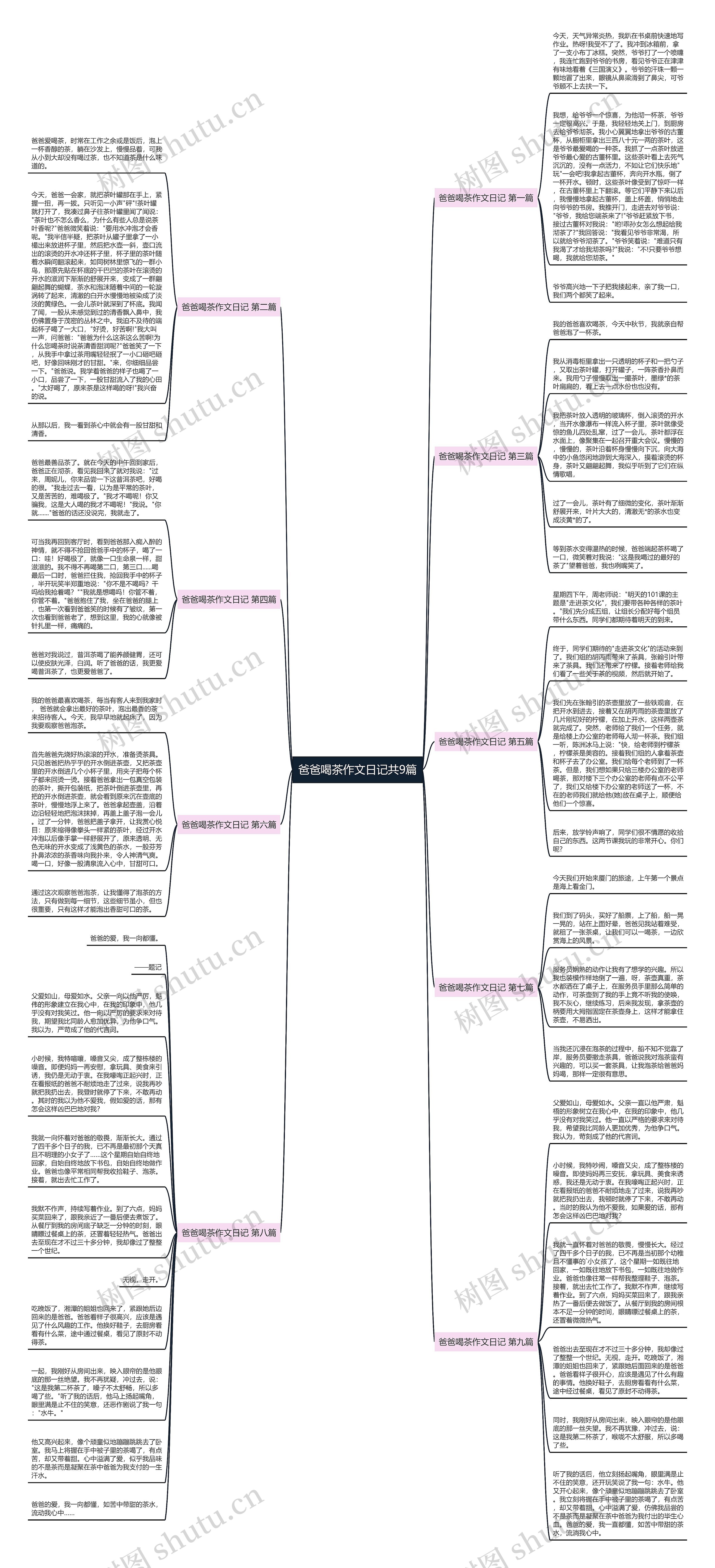 爸爸喝茶作文日记共9篇思维导图