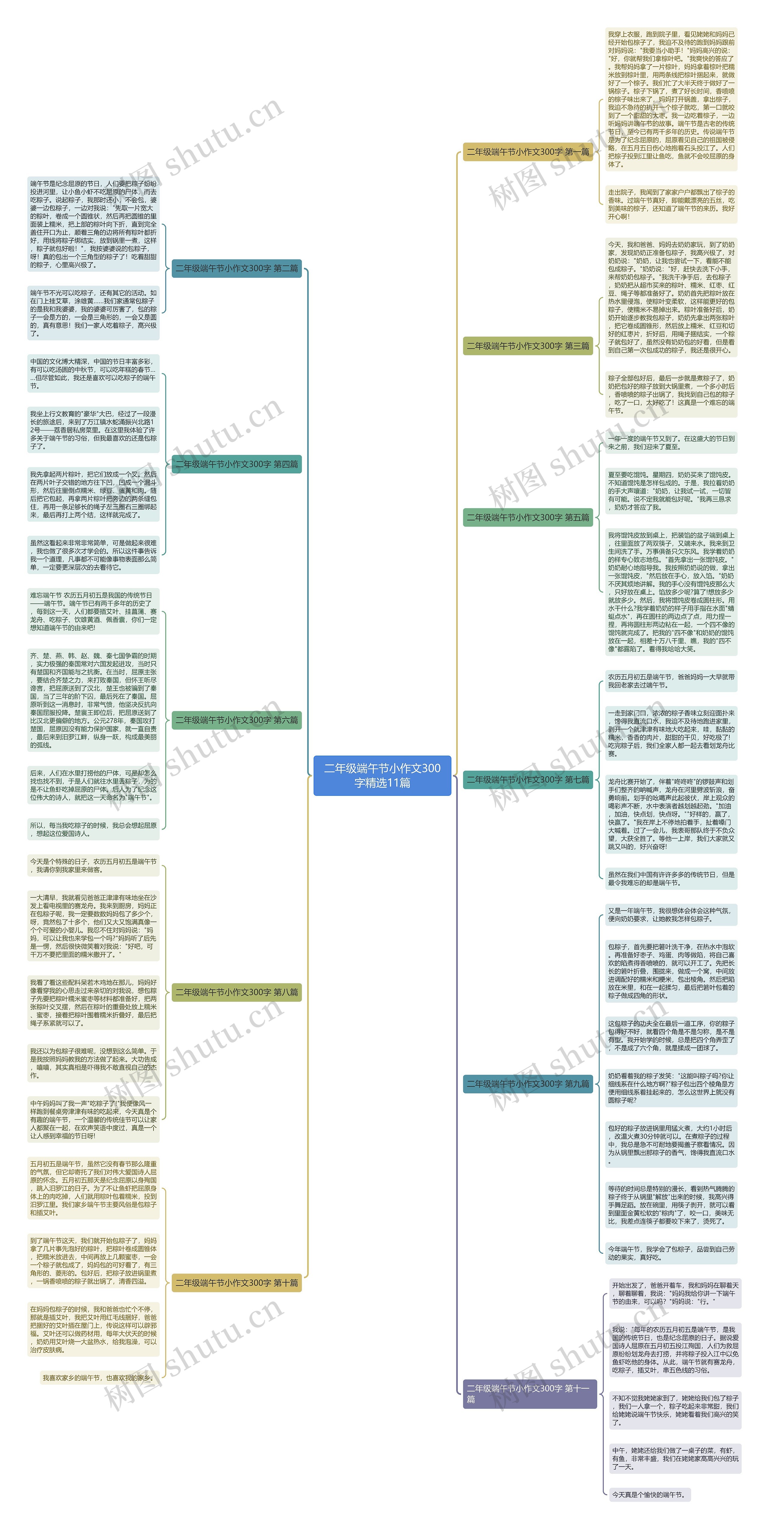二年级端午节小作文300字精选11篇思维导图