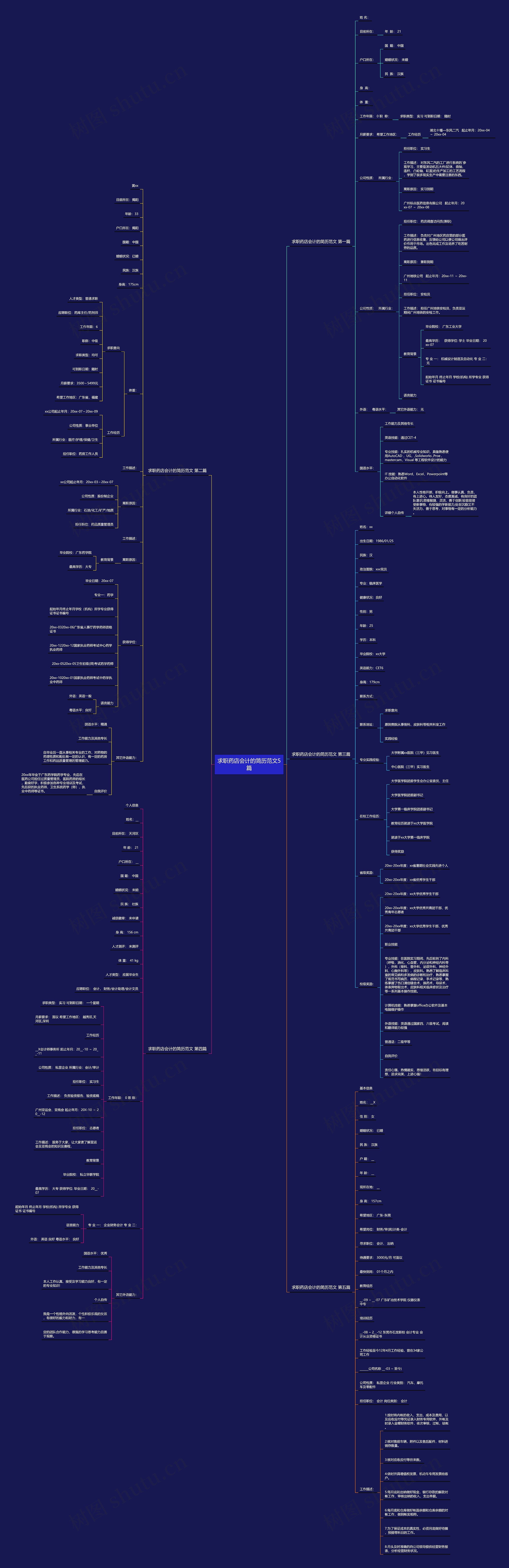 求职药店会计的简历范文5篇思维导图