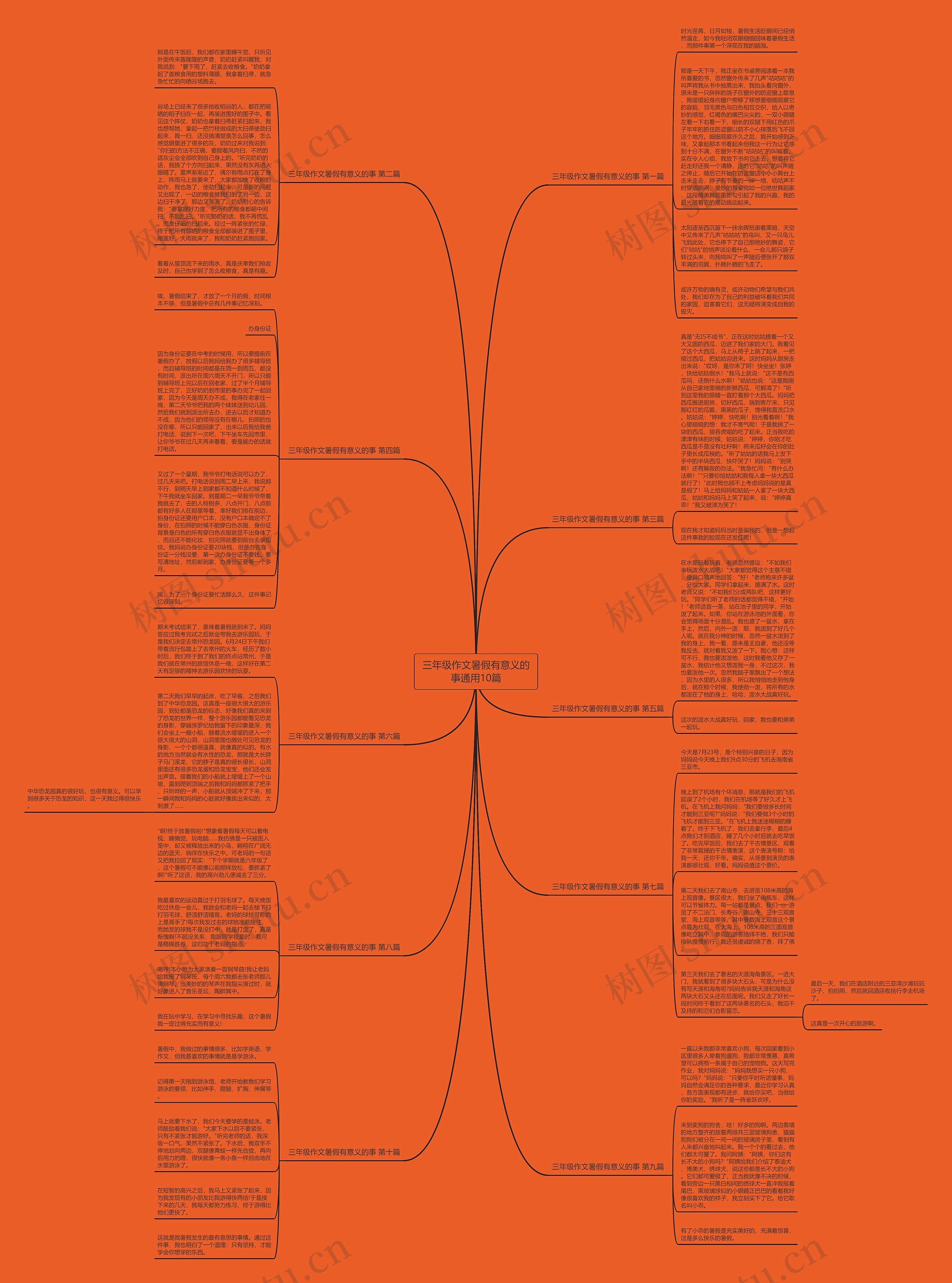 三年级作文暑假有意义的事通用10篇思维导图