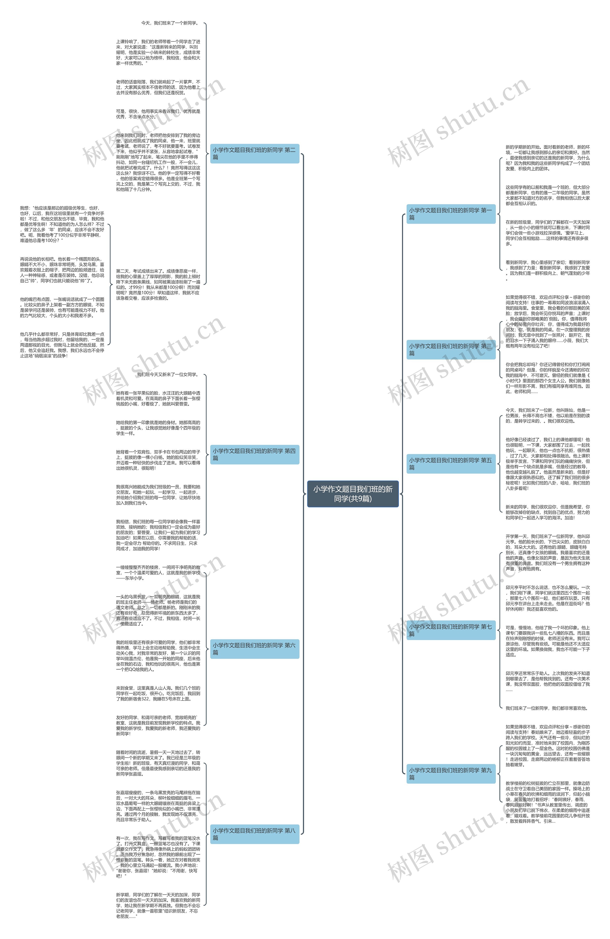 小学作文题目我们班的新同学(共9篇)思维导图