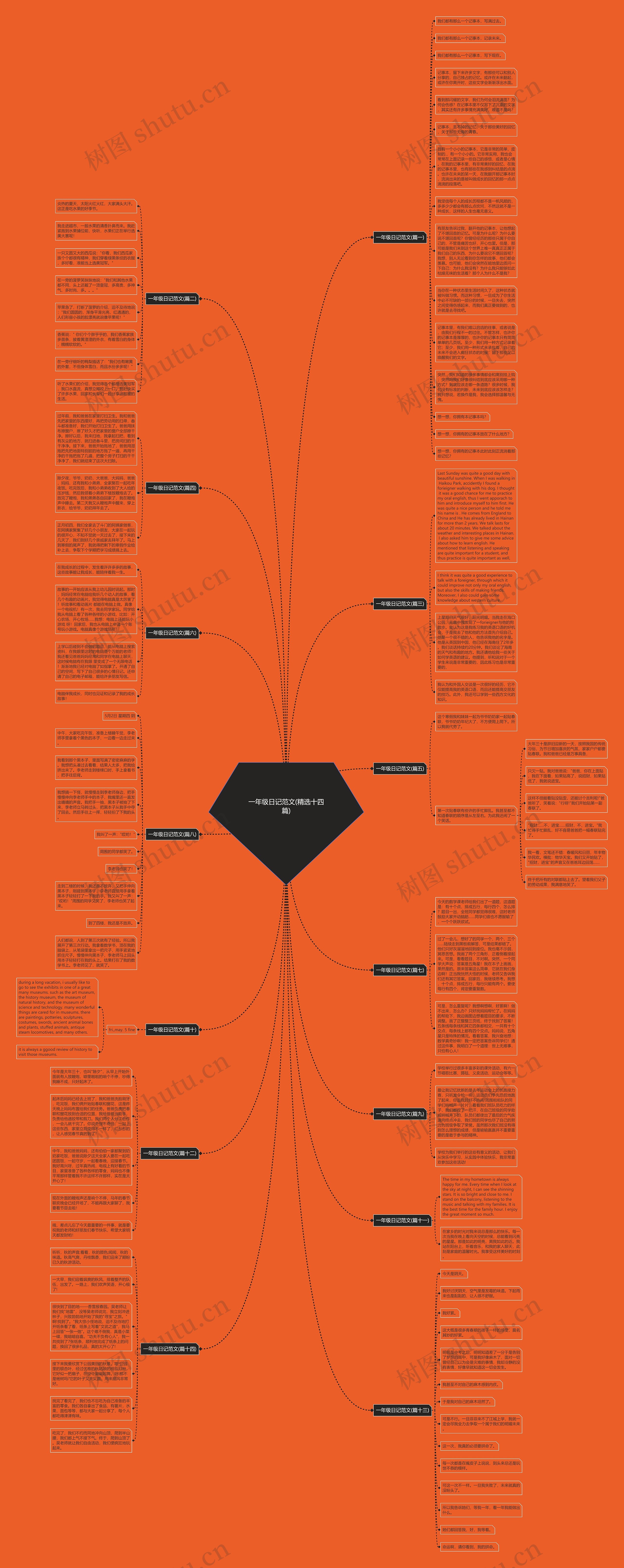 一年级日记范文(精选十四篇)思维导图