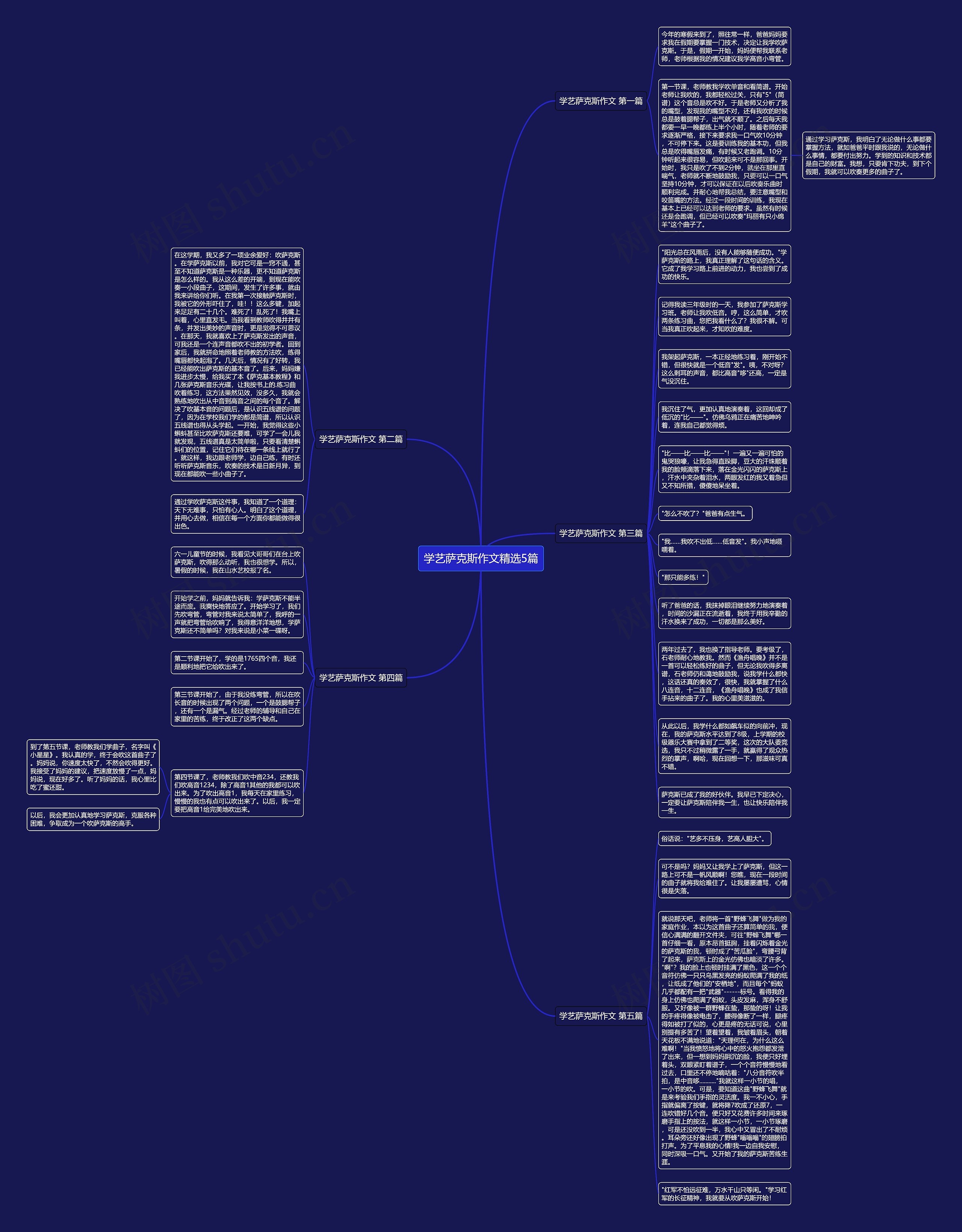 学艺萨克斯作文精选5篇思维导图