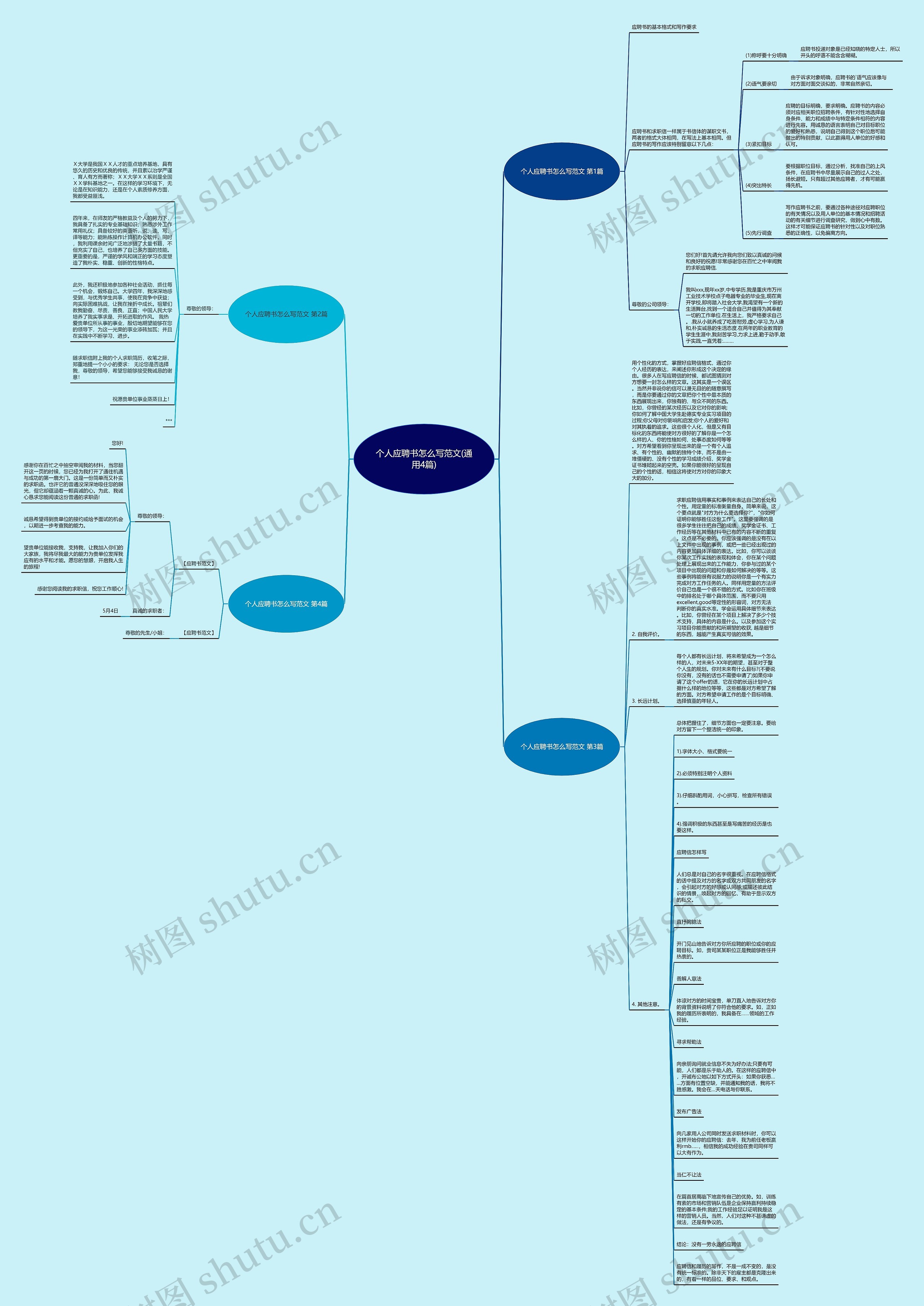 个人应聘书怎么写范文(通用4篇)思维导图