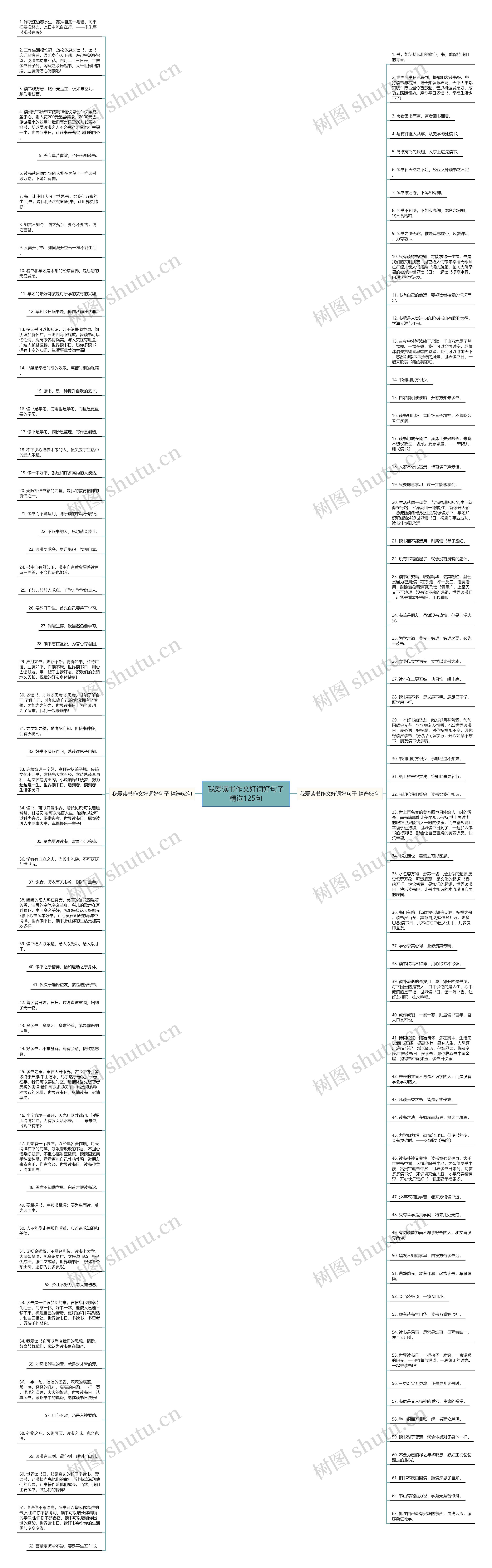 我爱读书作文好词好句子精选125句思维导图