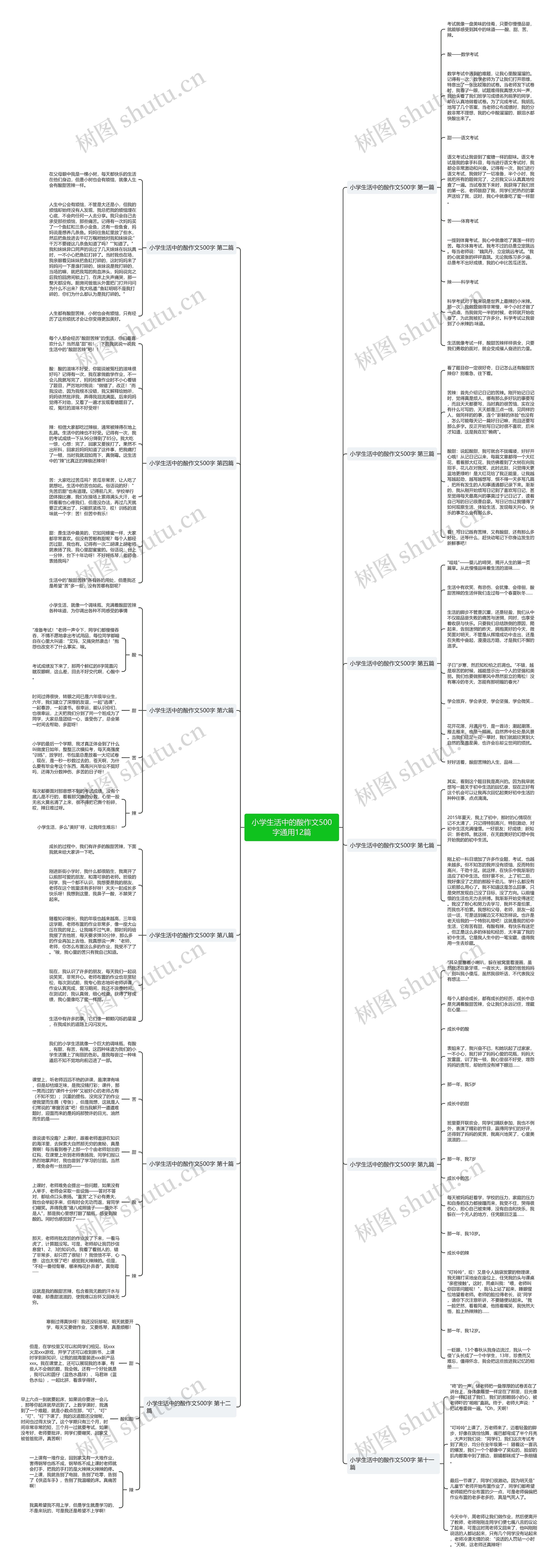 小学生活中的酸作文500字通用12篇思维导图