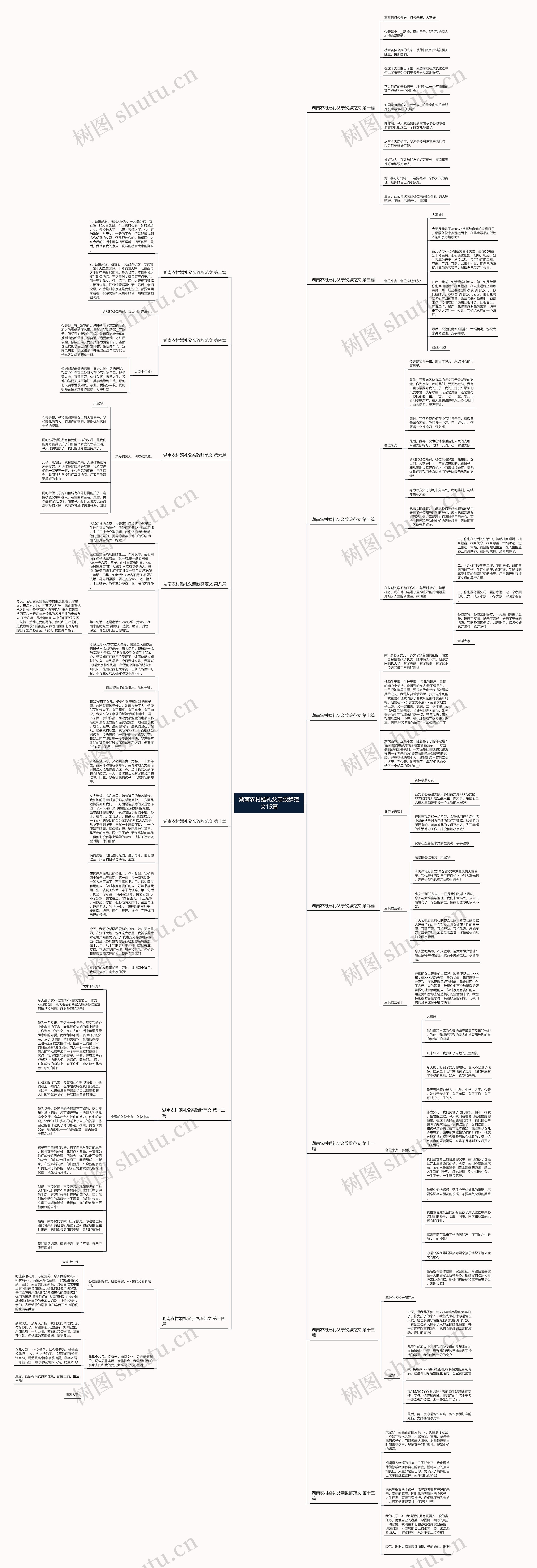 湖南农村婚礼父亲致辞范文15篇思维导图