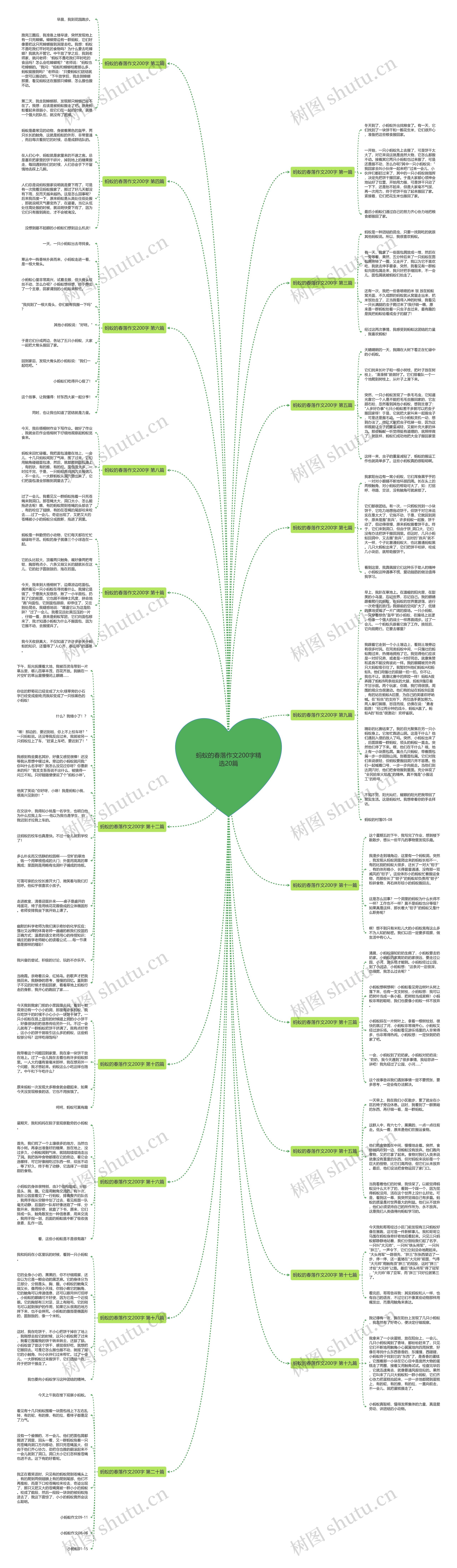 蚂蚁的春落作文200字精选20篇思维导图