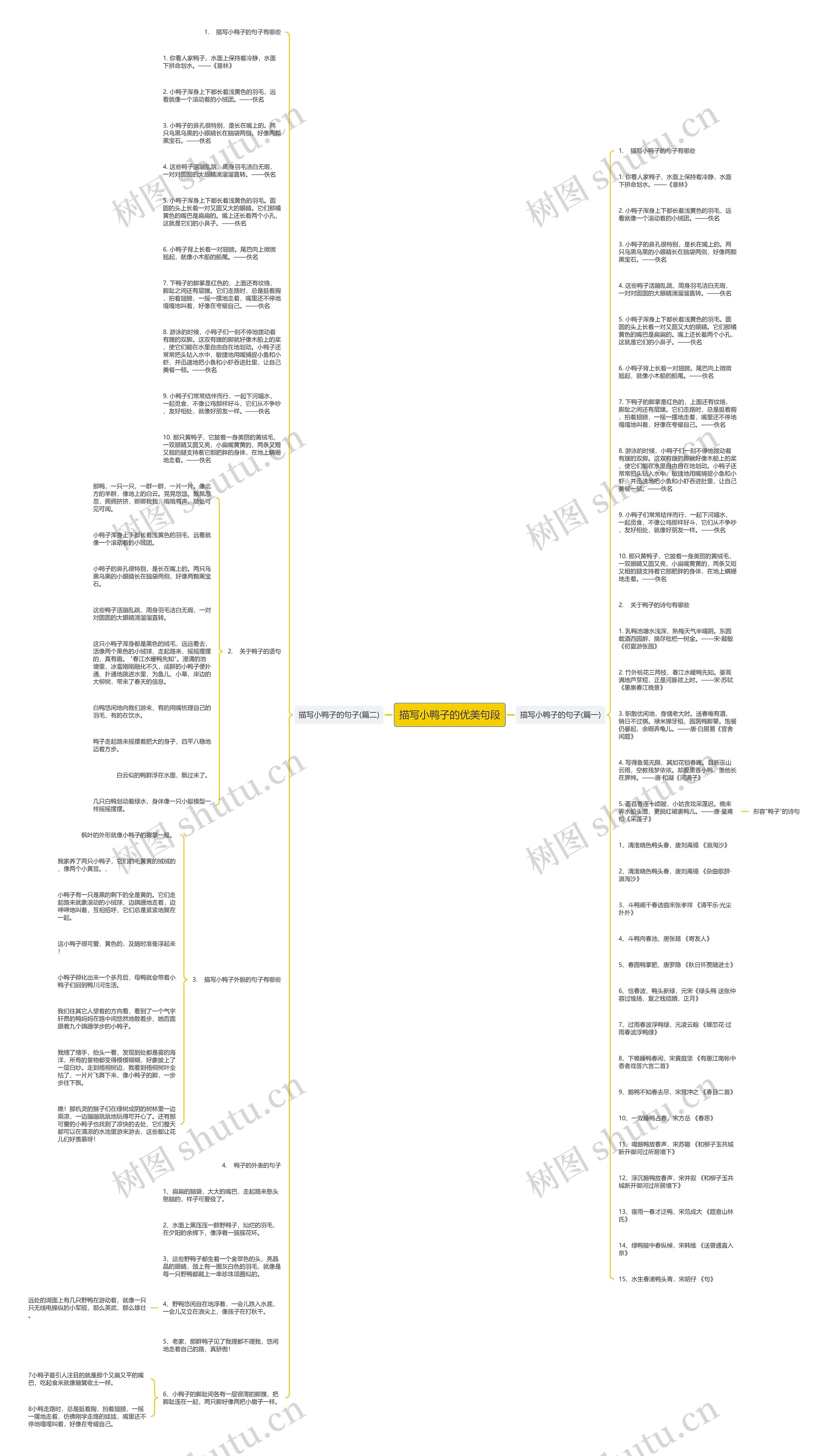 描写小鸭子的优美句段思维导图