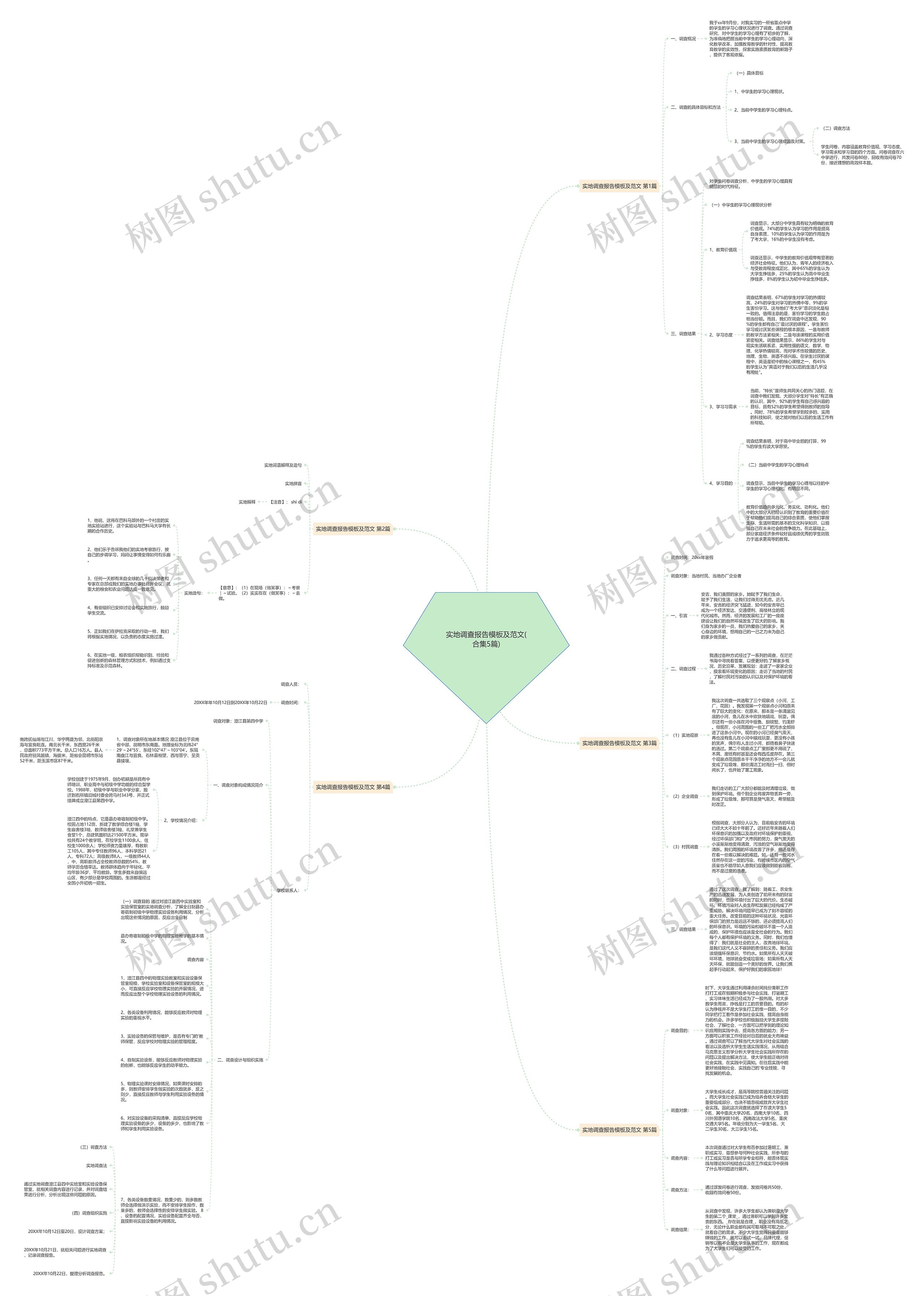 实地调查报告及范文(合集5篇)思维导图