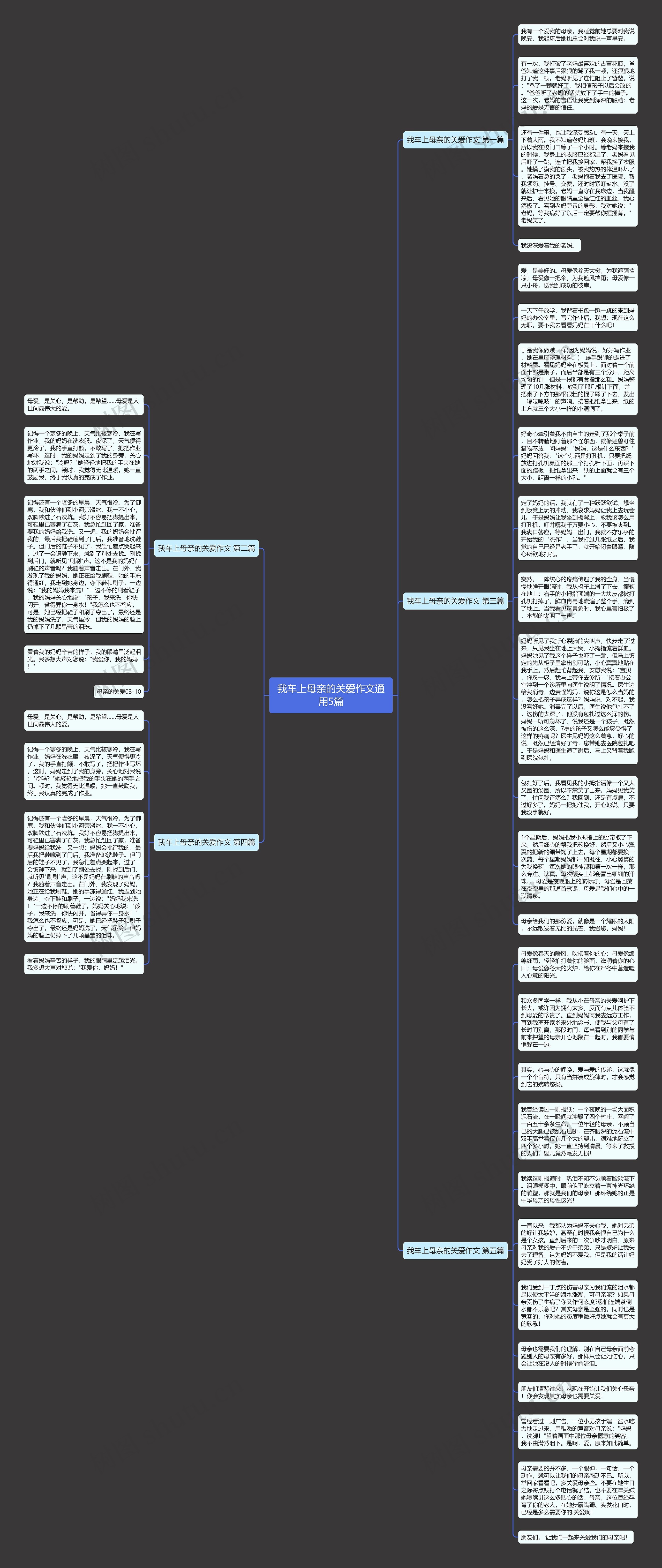 我车上母亲的关爱作文通用5篇思维导图