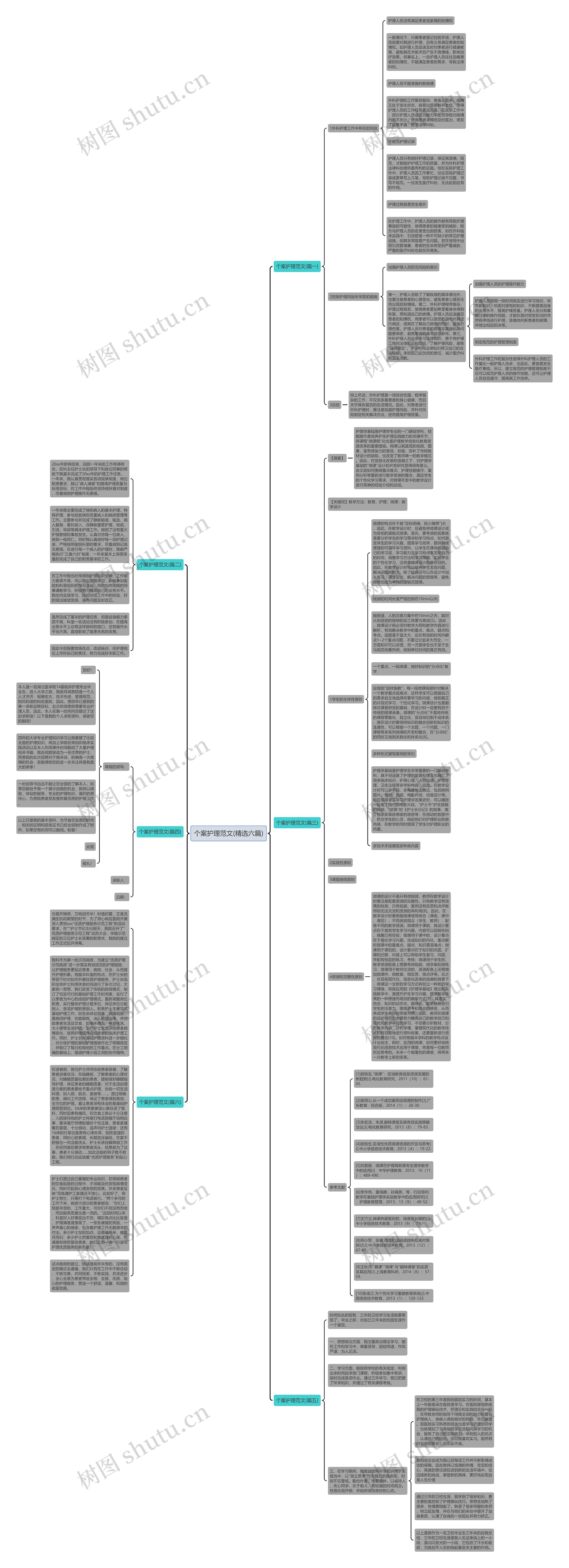 个案护理范文(精选六篇)思维导图