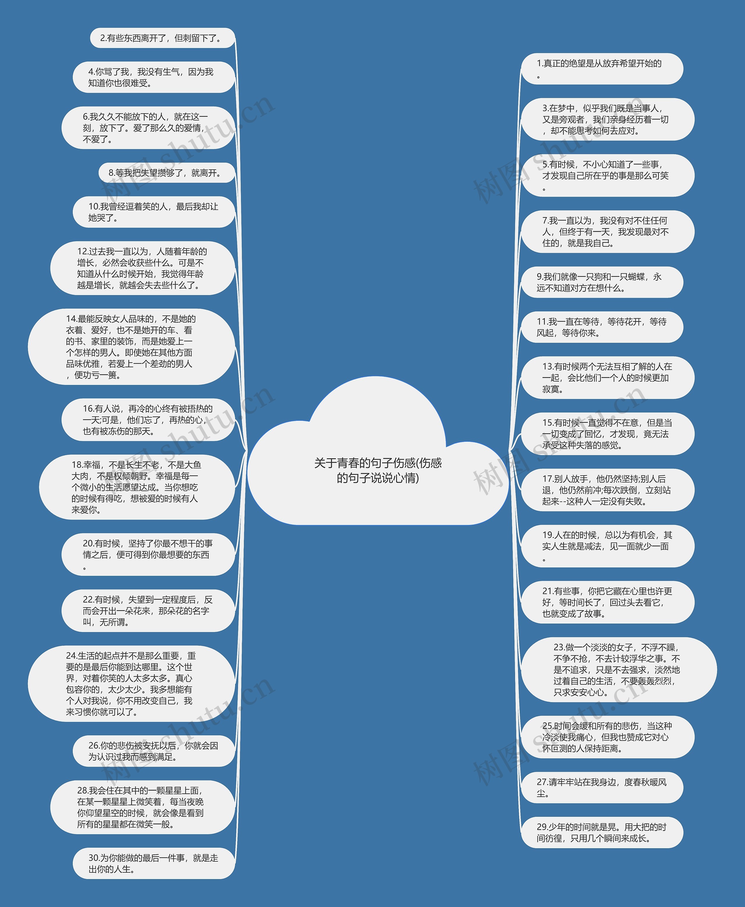 关于青春的句子伤感(伤感的句子说说心情)思维导图