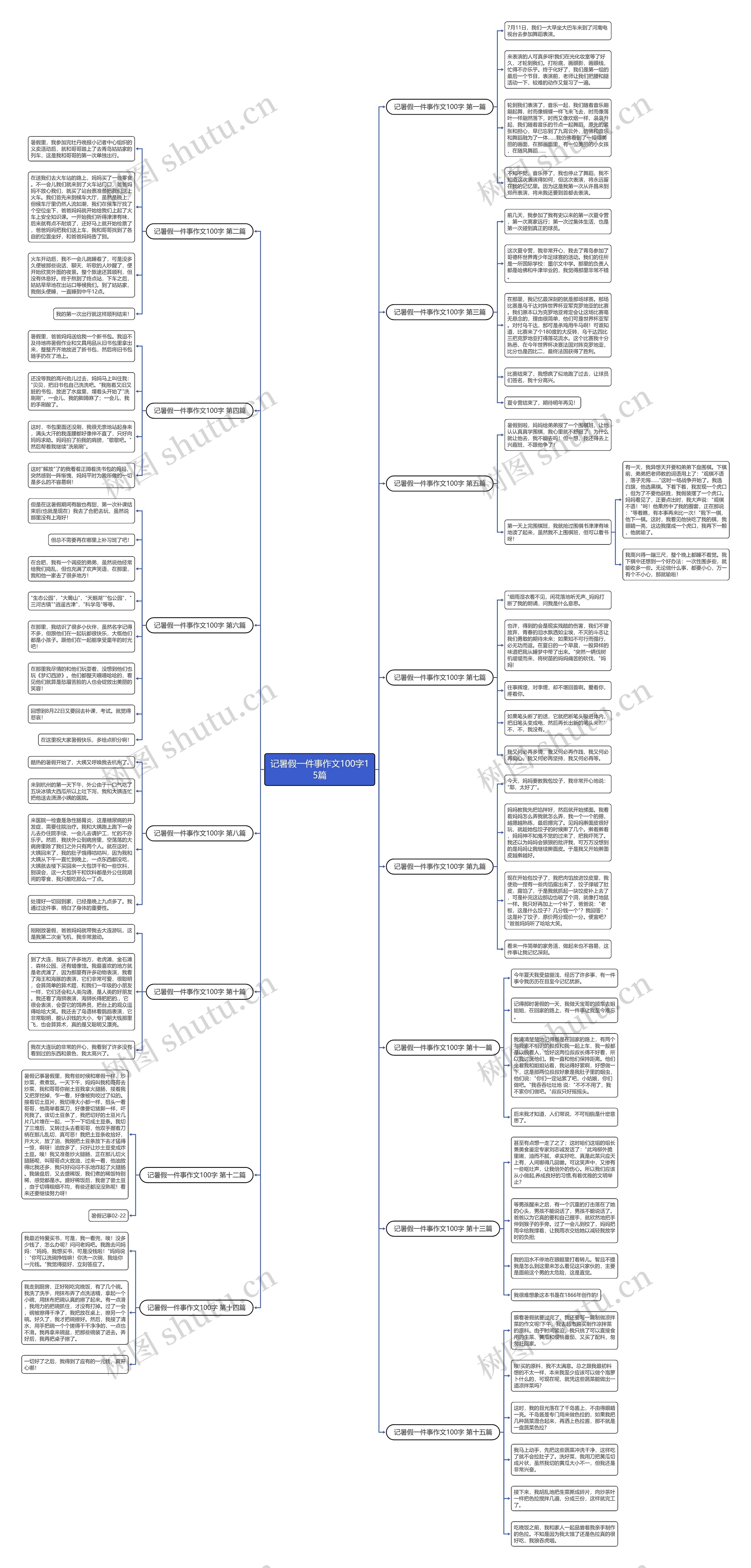 记暑假一件事作文100字15篇思维导图