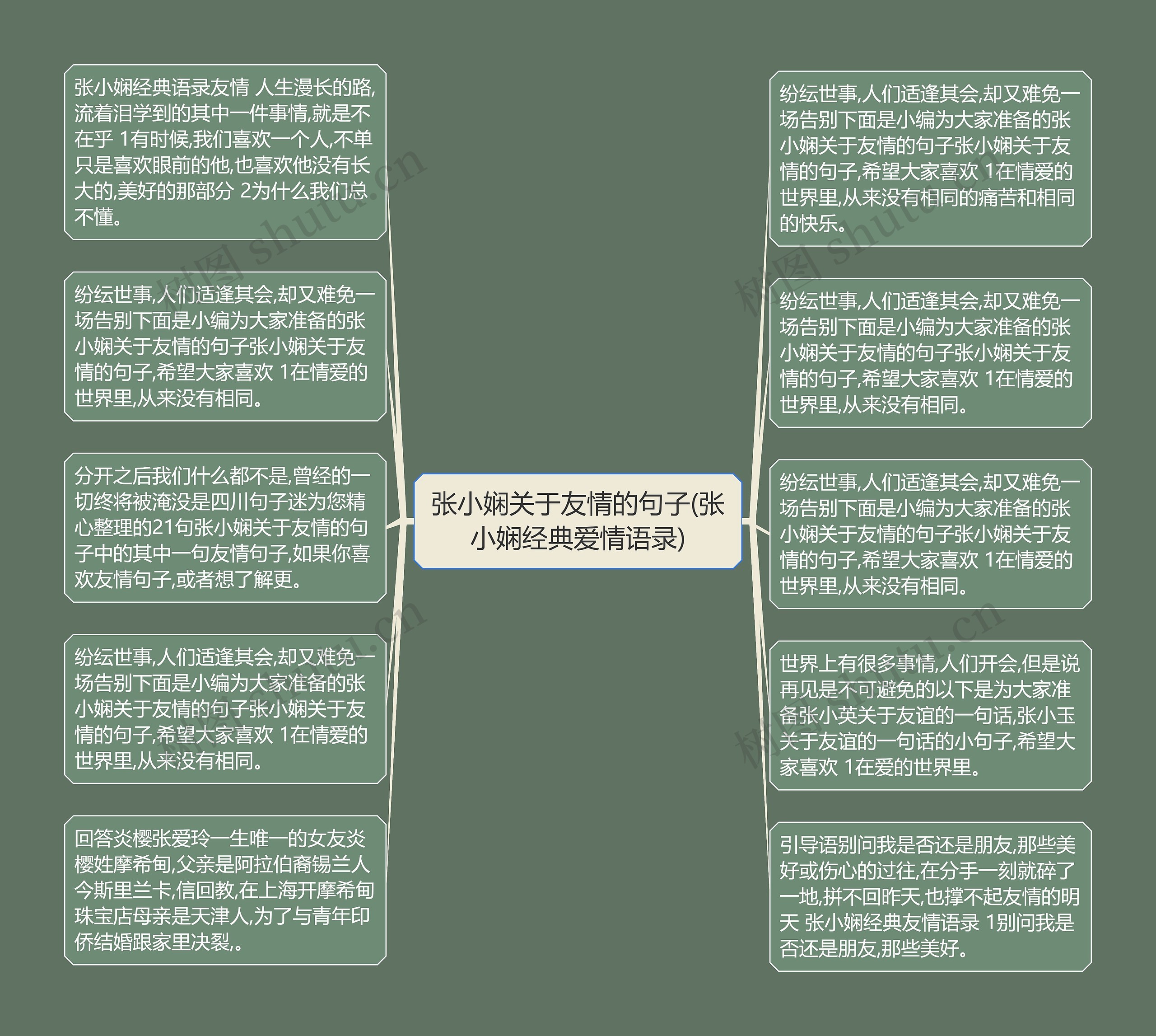 张小娴关于友情的句子(张小娴经典爱情语录)思维导图