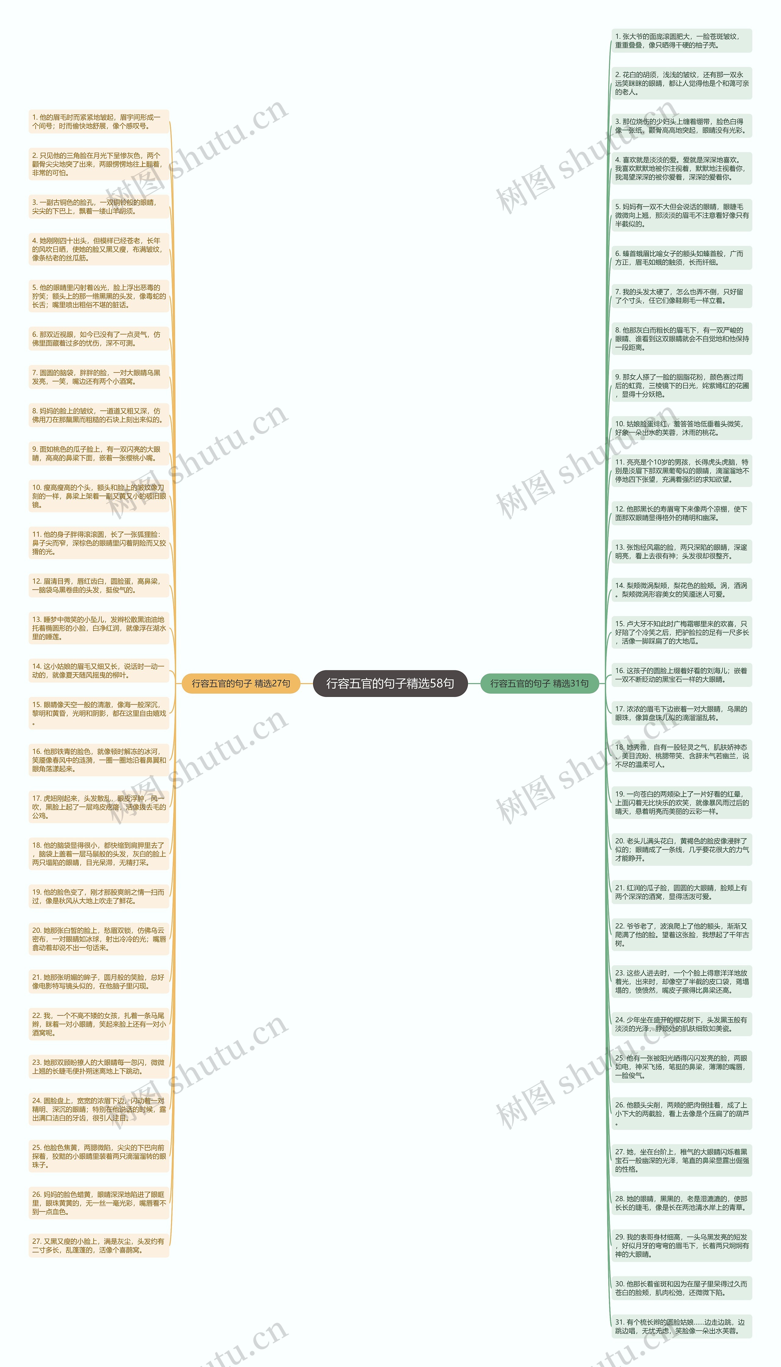 行容五官的句子精选58句思维导图
