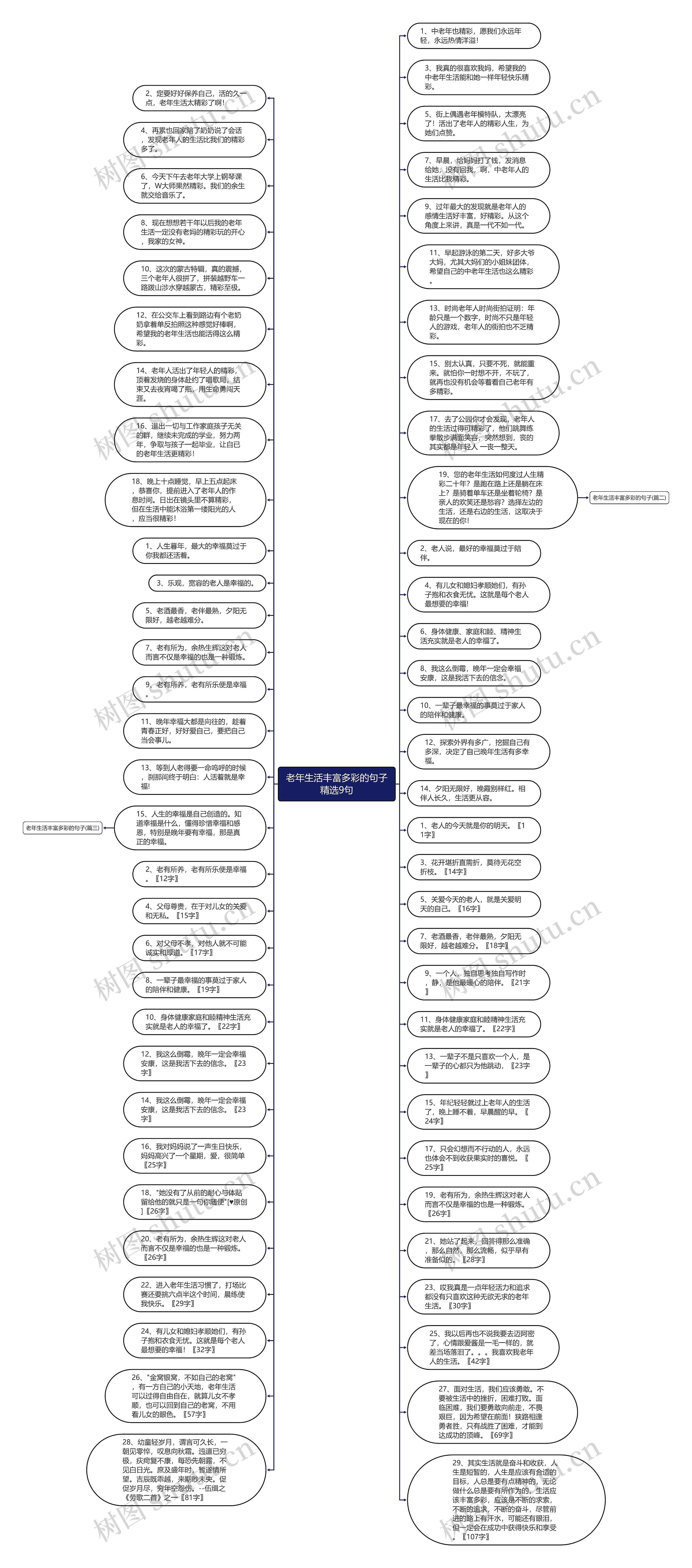 老年生活丰富多彩的句子精选9句思维导图