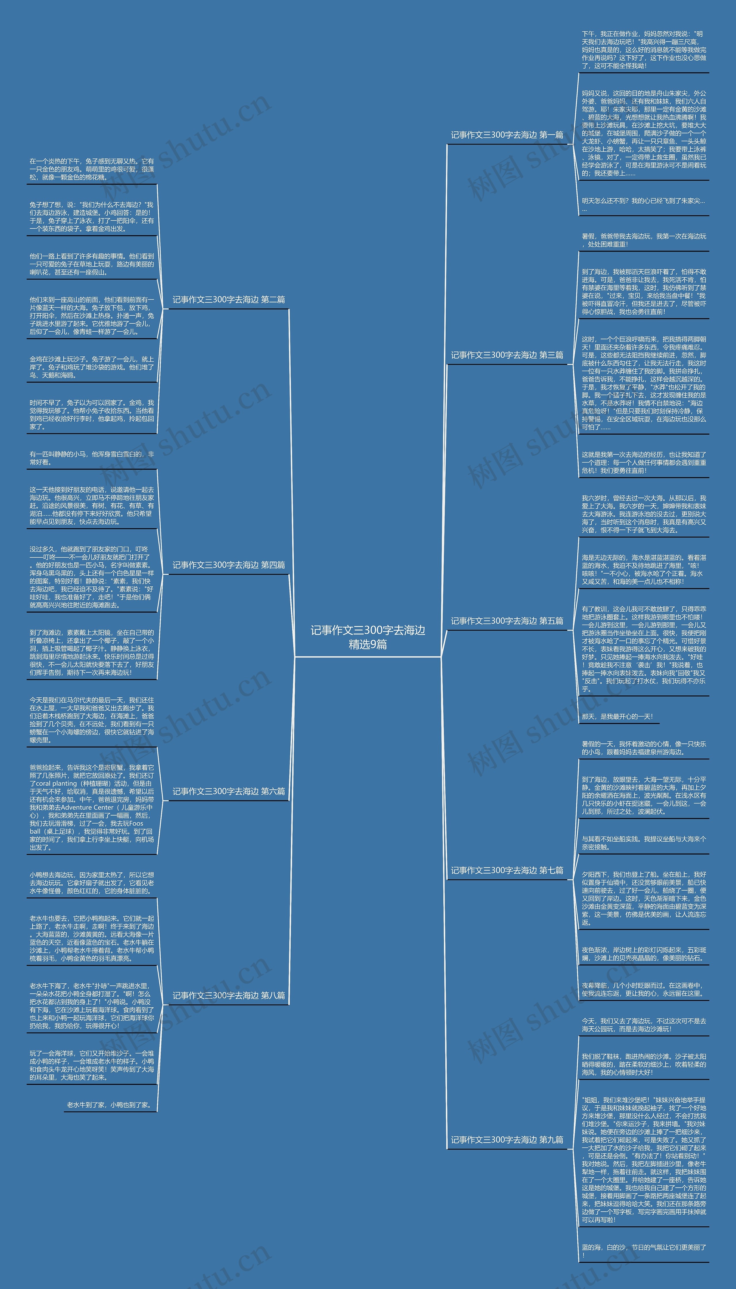 记事作文三300字去海边精选9篇思维导图