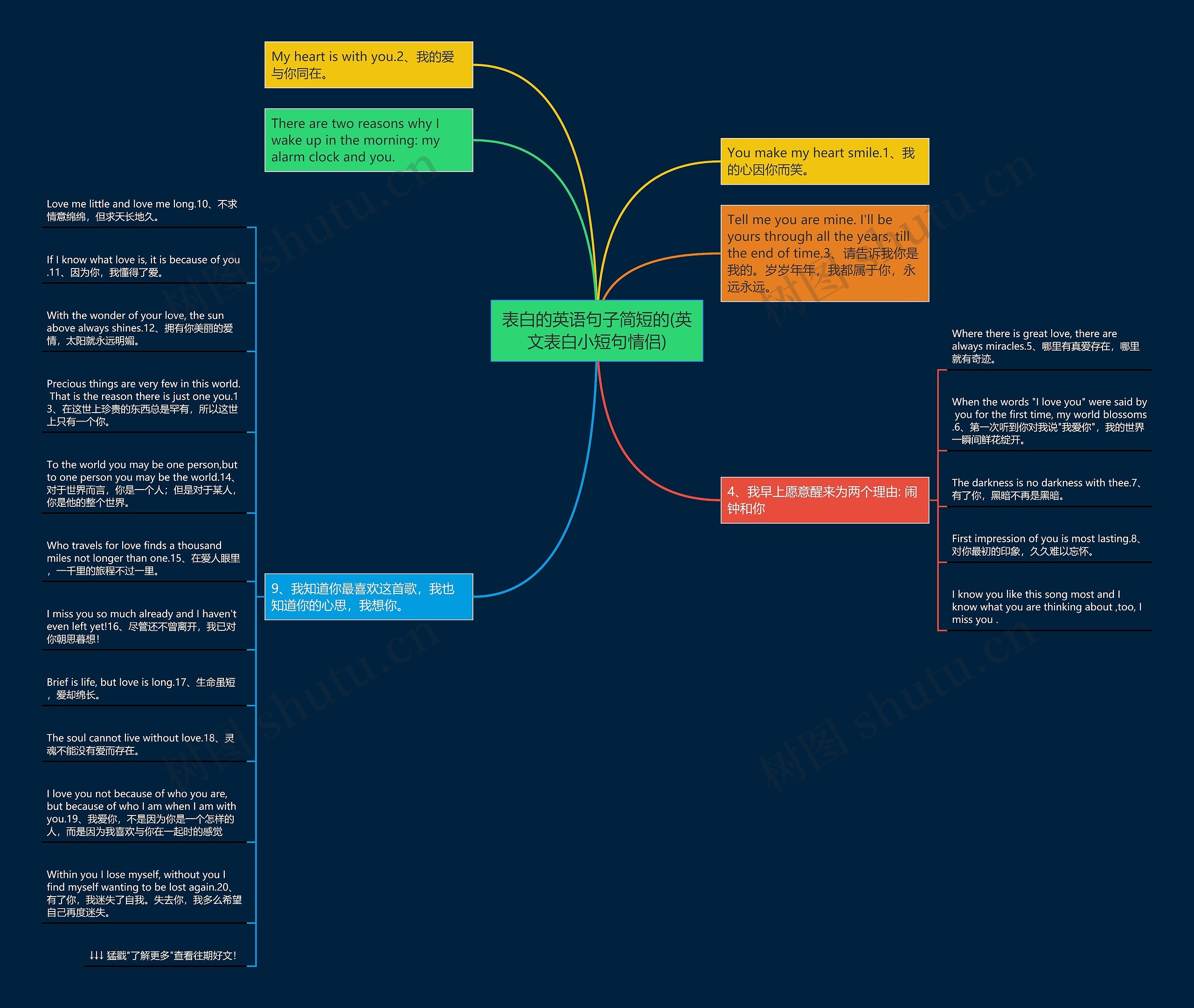 表白的英语句子简短的(英文表白小短句情侣)思维导图