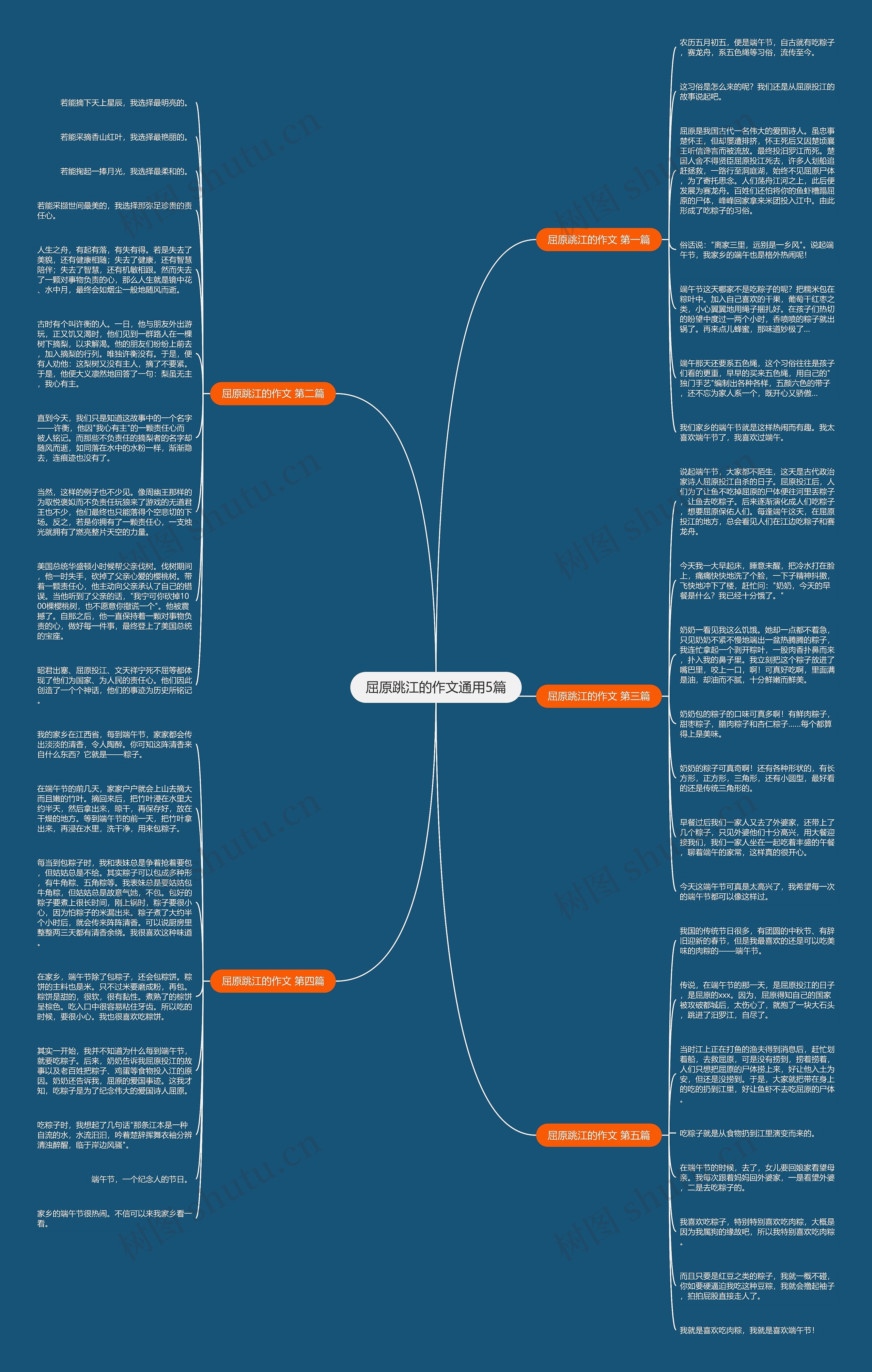 屈原跳江的作文通用5篇思维导图