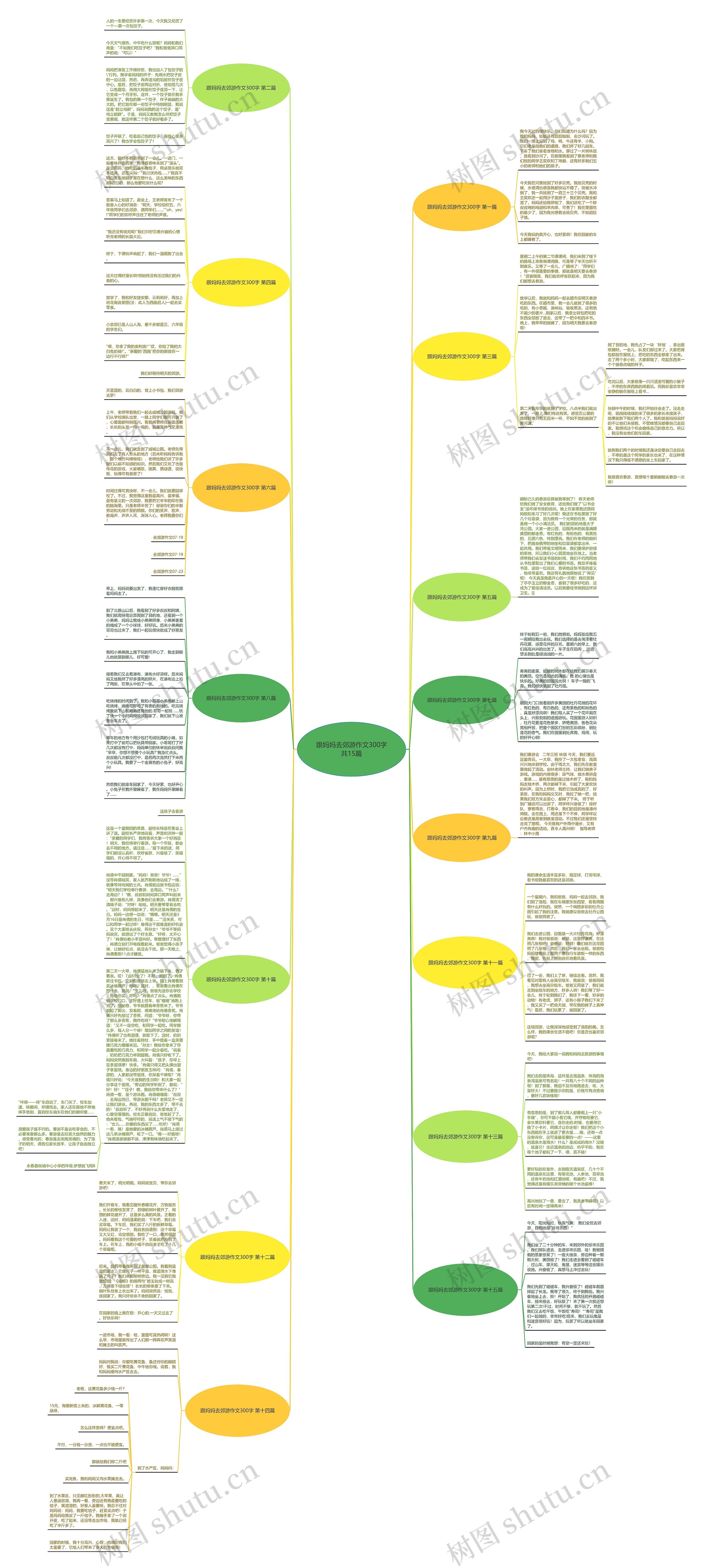 跟妈妈去郊游作文300字共15篇思维导图