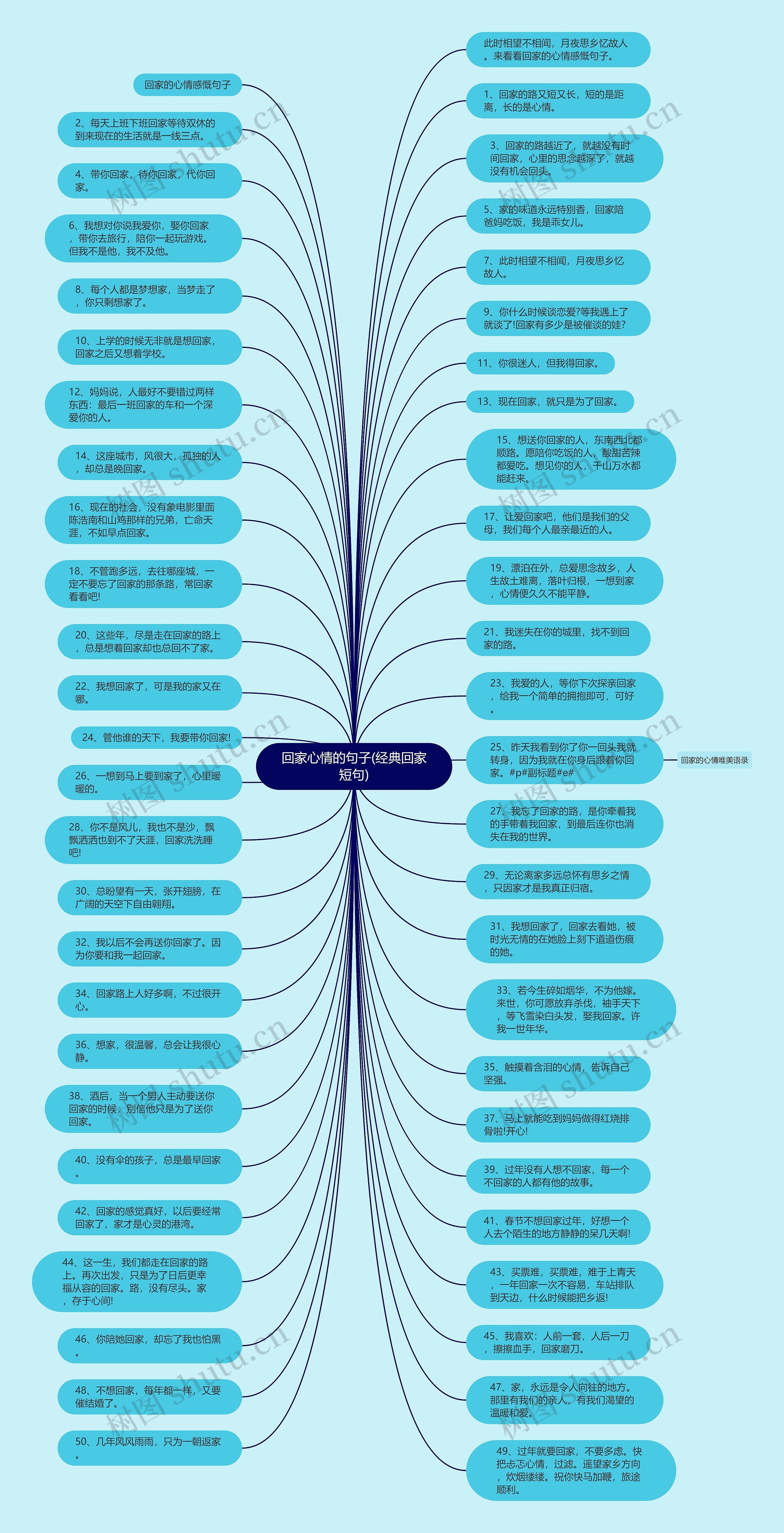 回家心情的句子(经典回家短句)思维导图