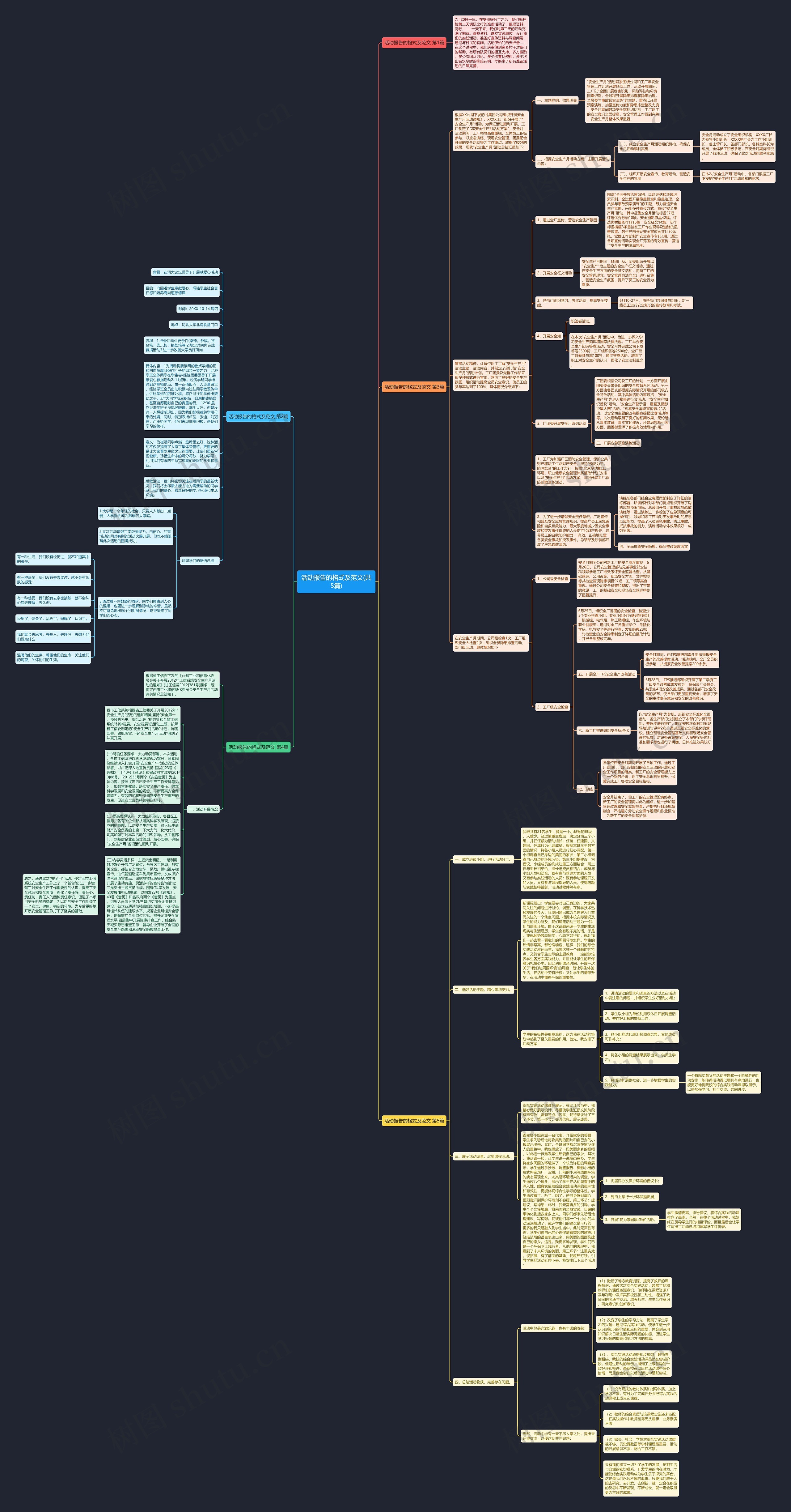 活动报告的格式及范文(共5篇)思维导图