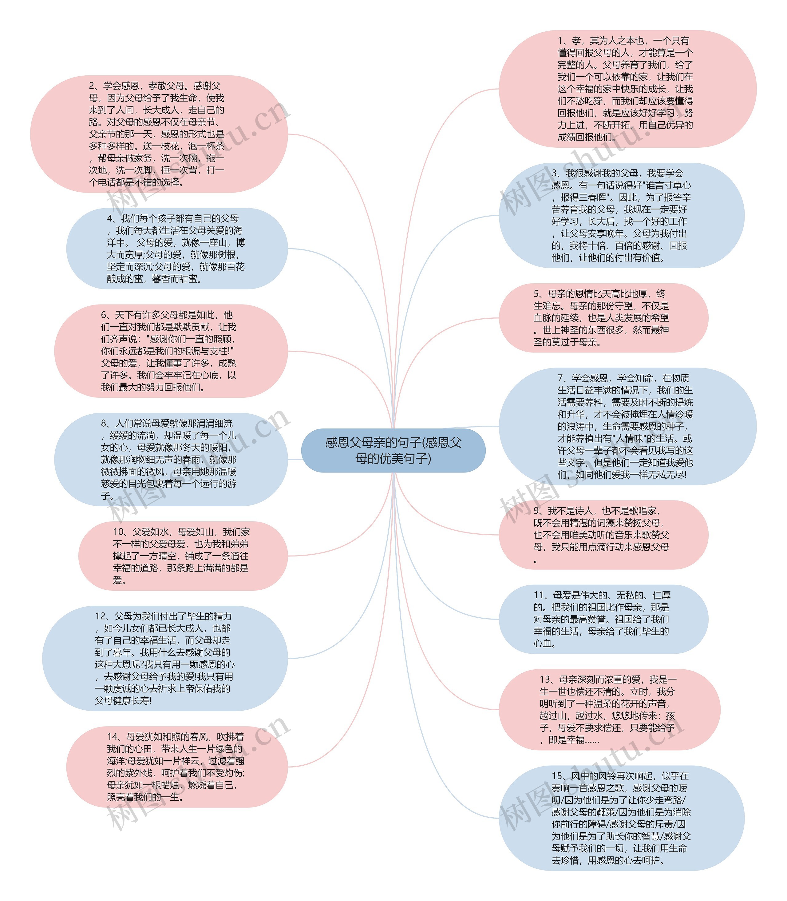 感恩父母亲的句子(感恩父母的优美句子)思维导图