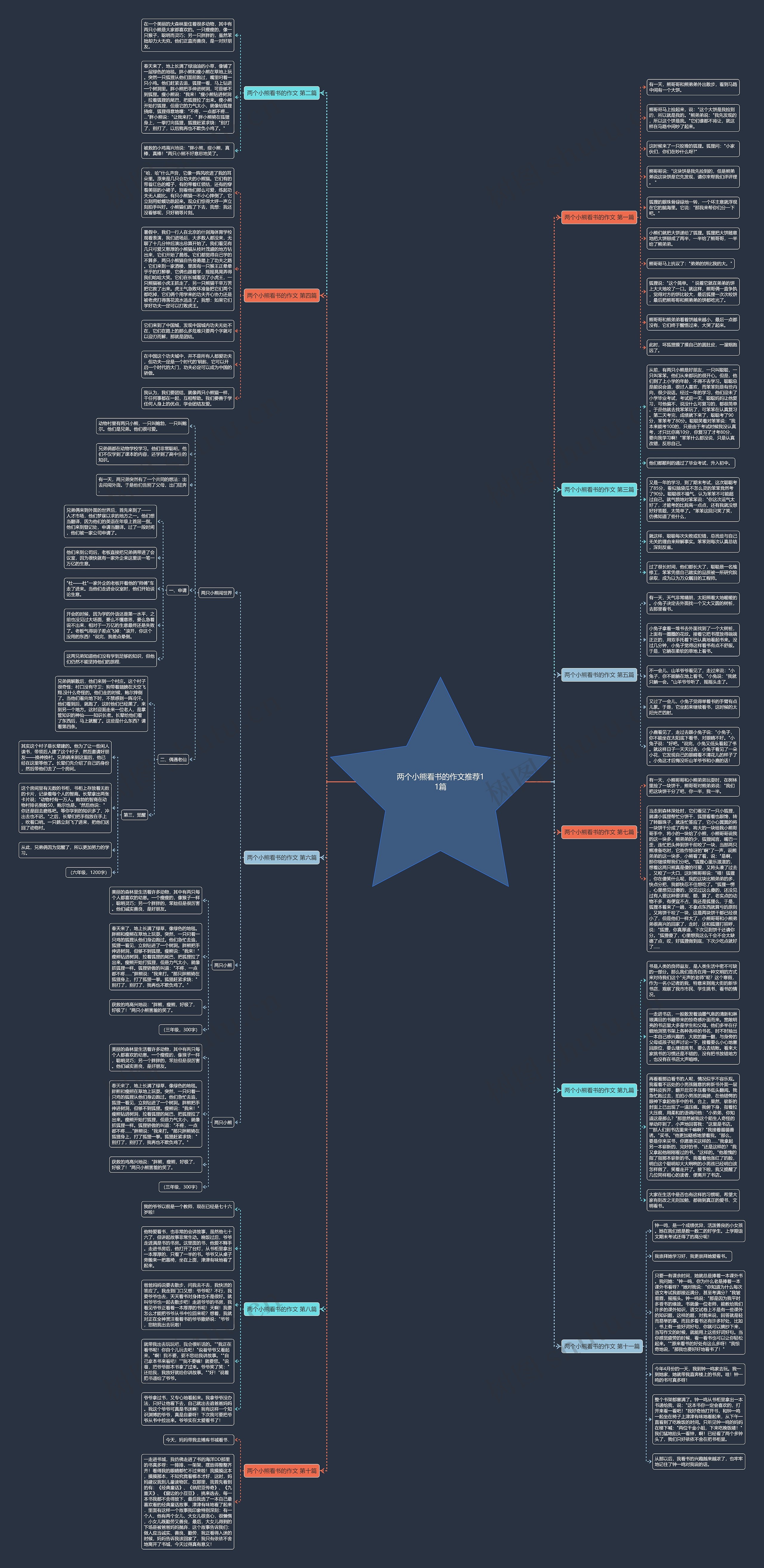 两个小熊看书的作文推荐11篇思维导图